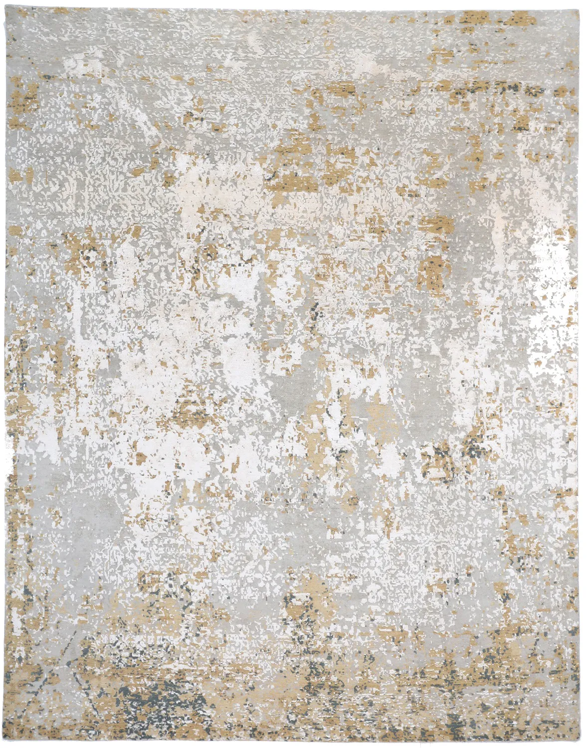 Modern Part Silk Rug in Sand Design, 380 × 299 cm