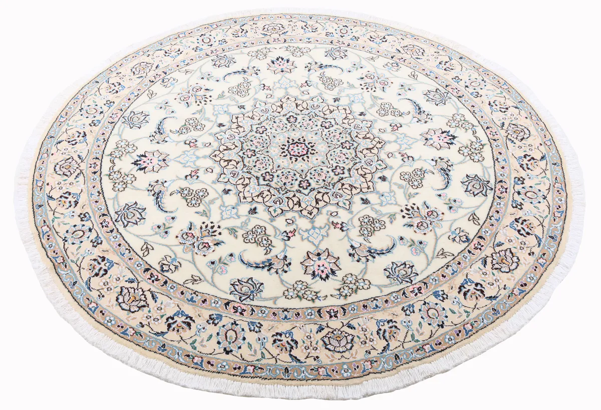 Circular Nain 9 La with silk highlights in Beige, 151 × 151 cm