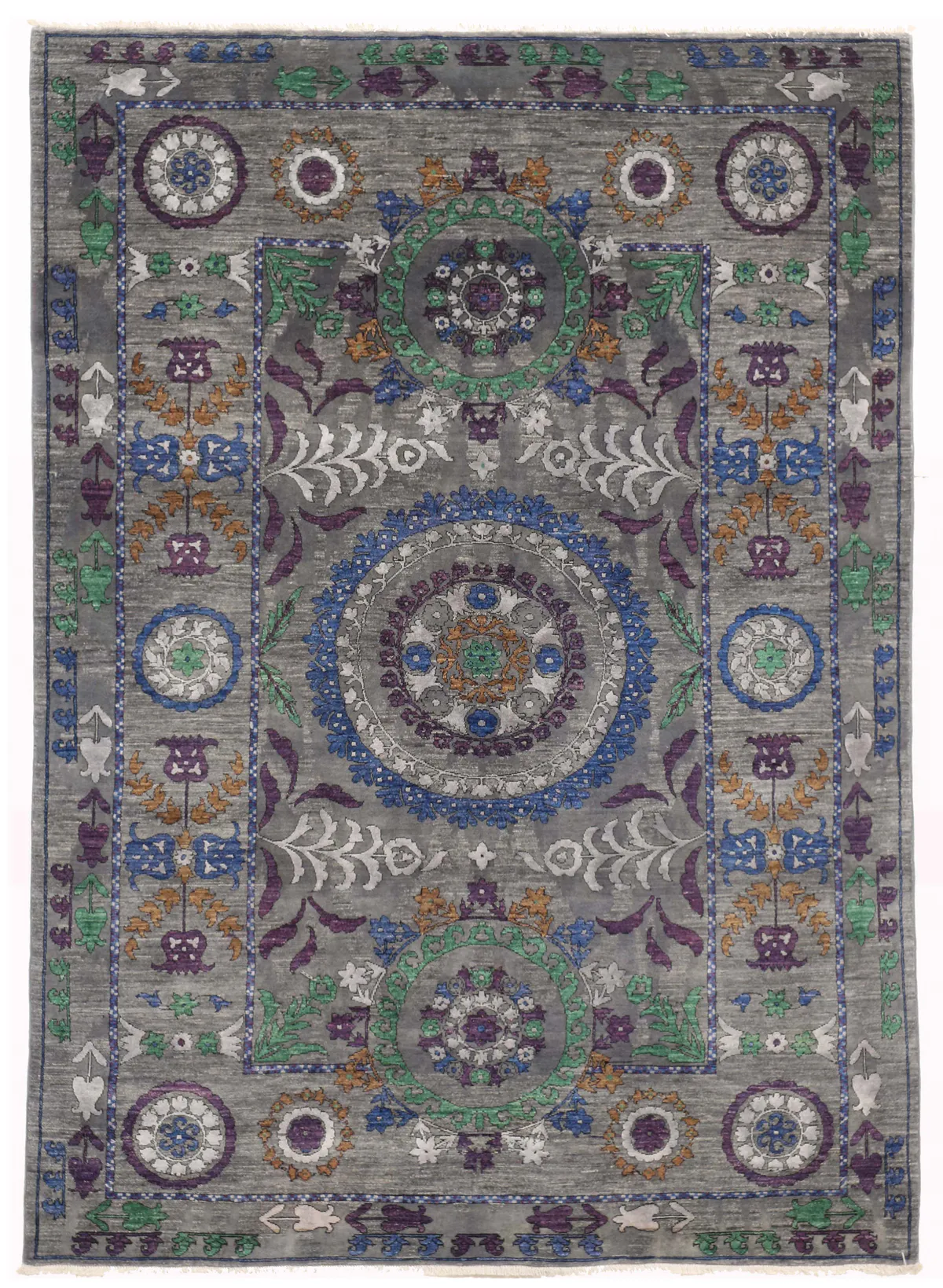 Grey Arts & Crafts Rug, 256 × 180 cm