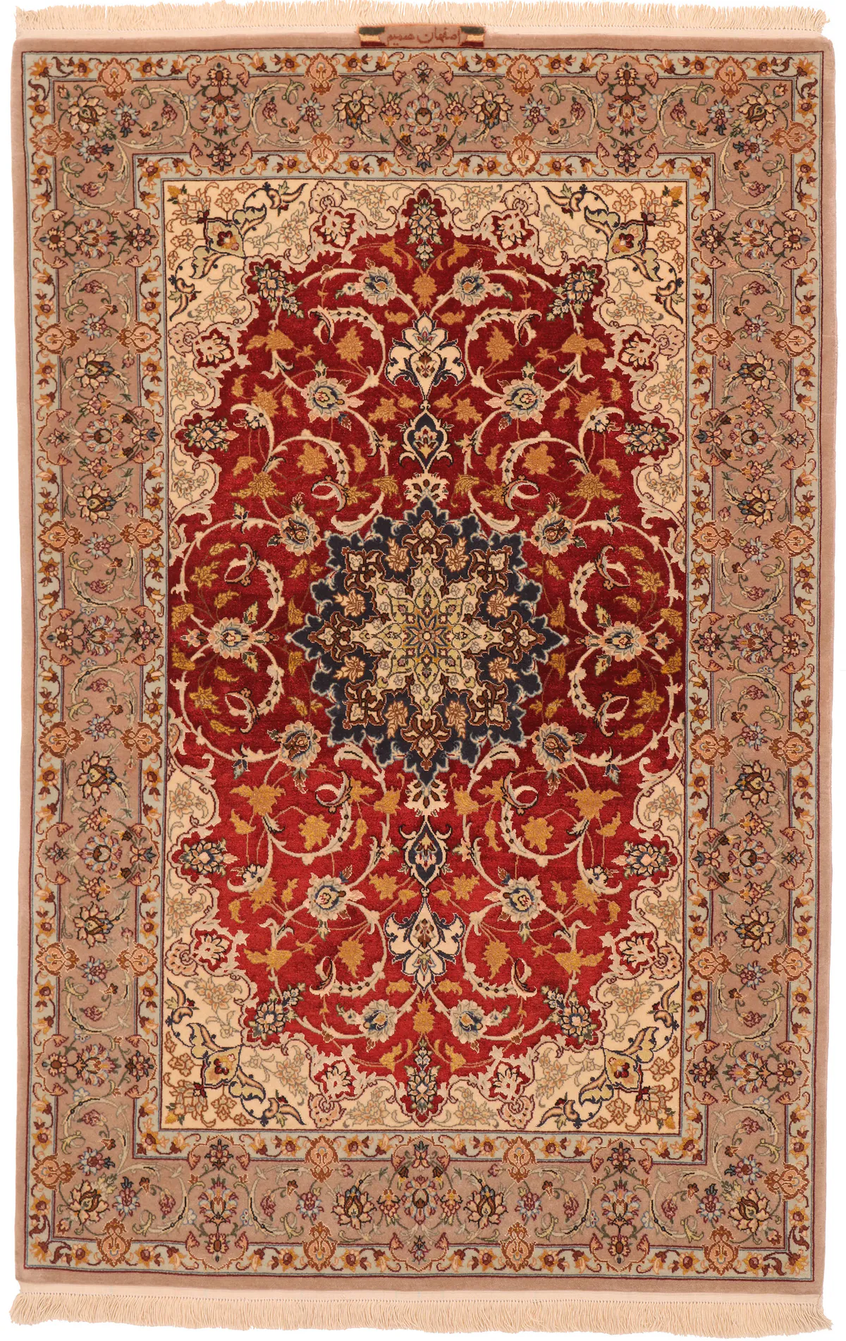 Isfahan with silk Background – Signed Amim, 158 × 103 cm
