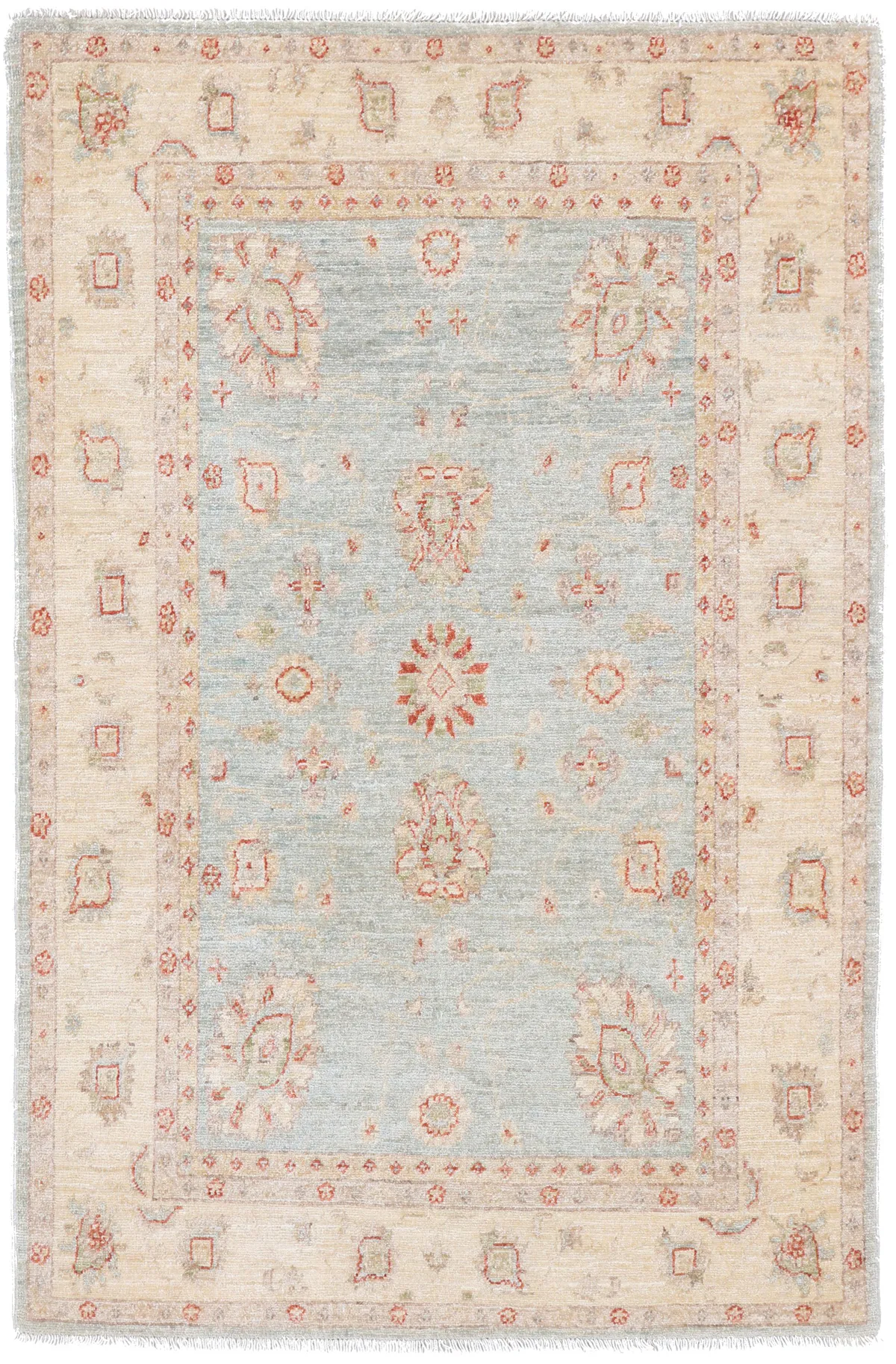 Garous Ziegler Blue Rug in Beige Border, 156 × 101 cm