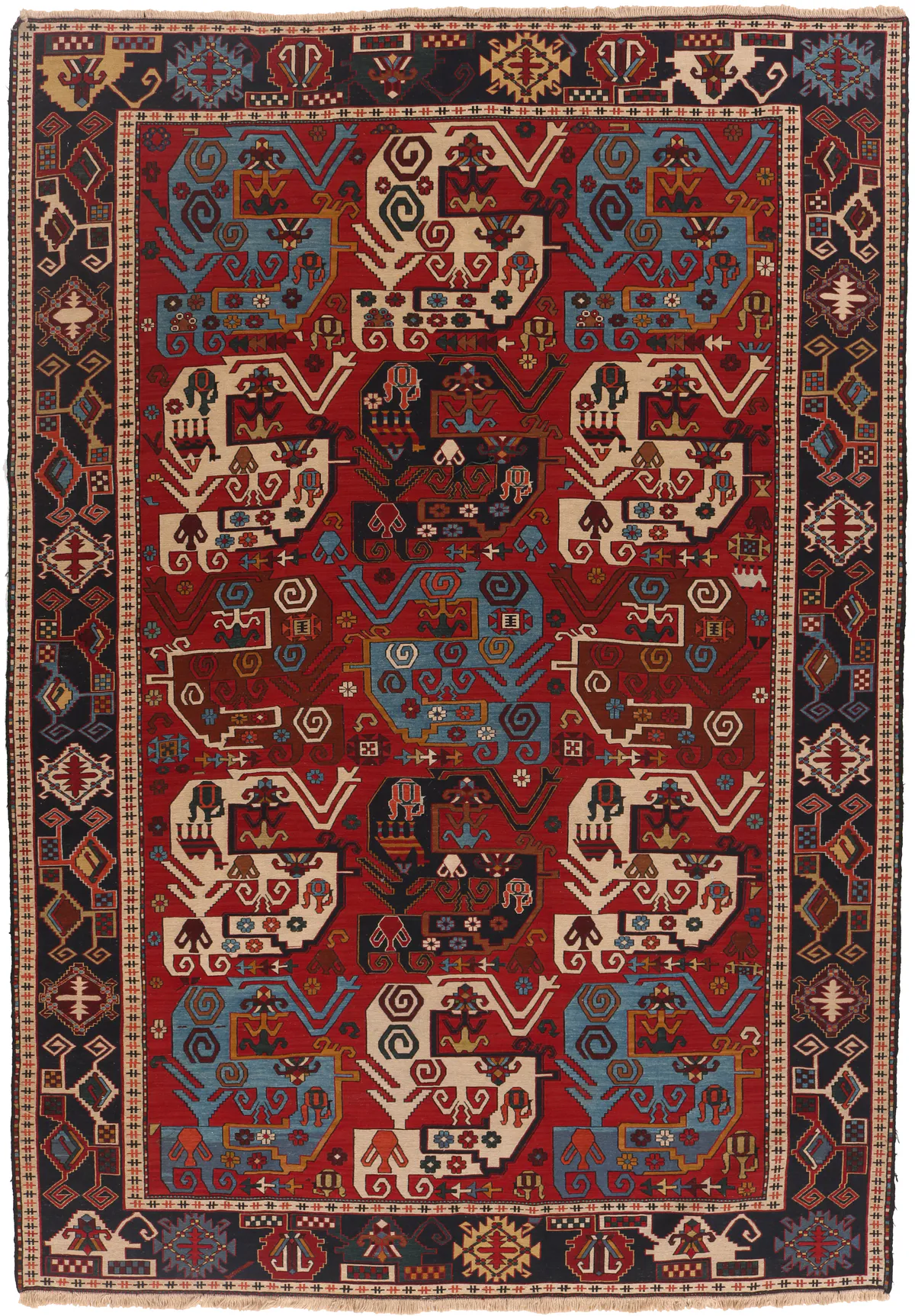 Azerbaijan Verni Soumak Weave Fine Kilim, 293 × 205 cm
