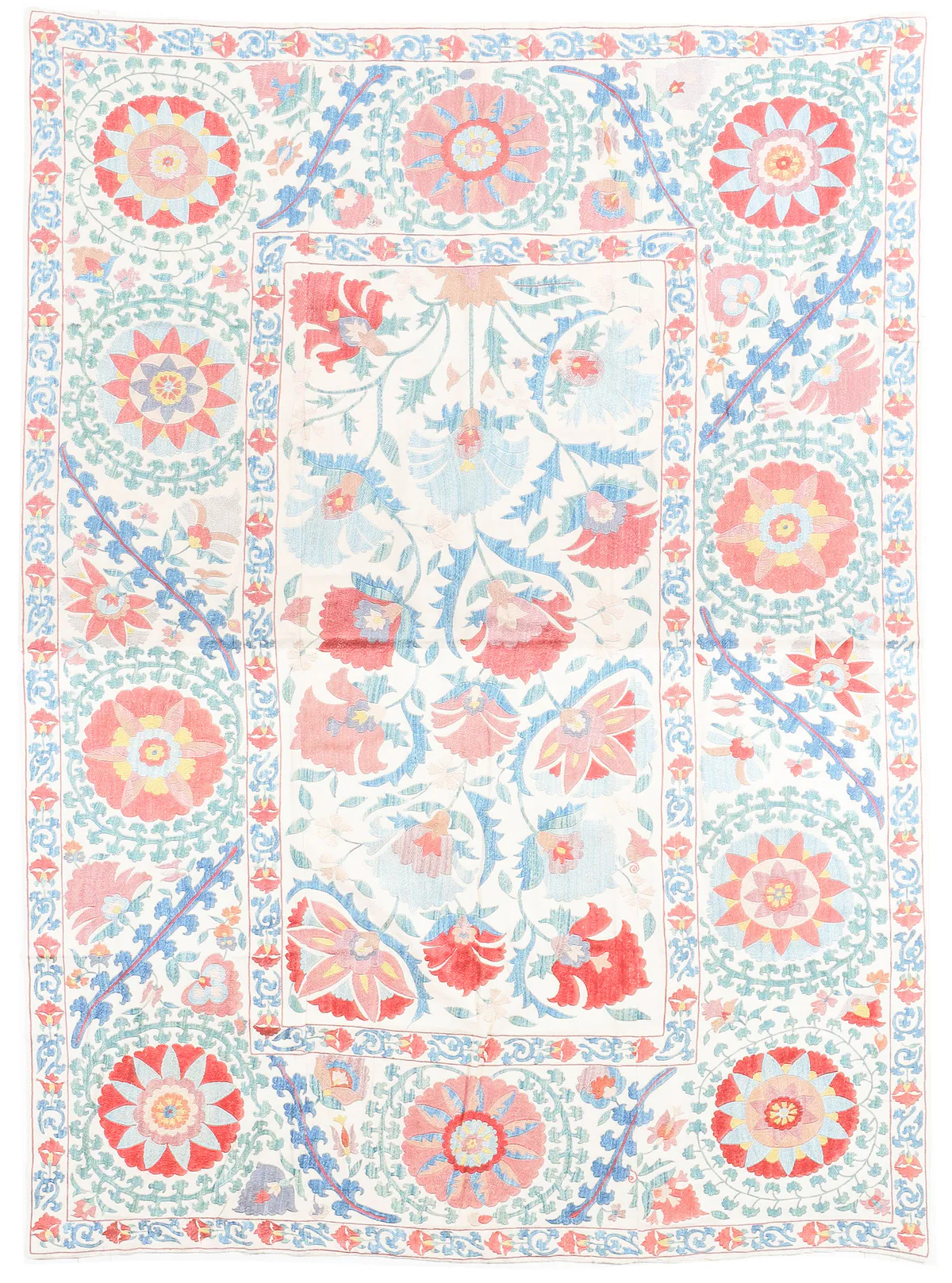 Suzani Silk Uzbek embroidery textile, 192 × 140 cm