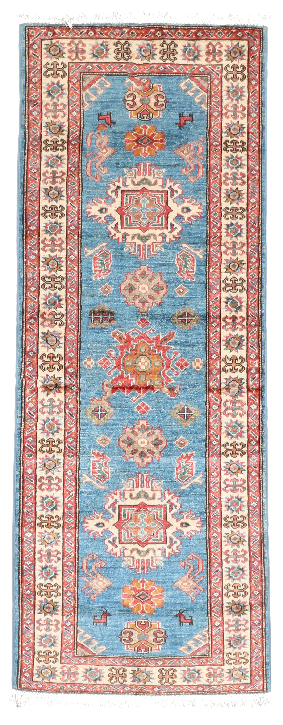 Super Kazak Blue Runner – 6 x 2'2, 183 × 69 cm