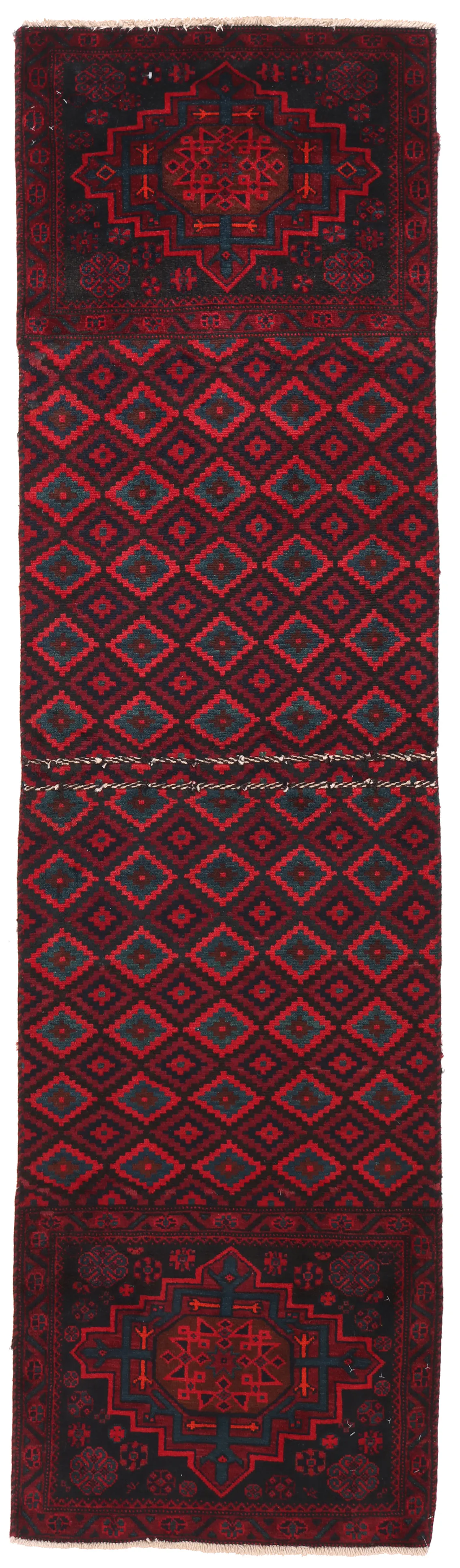 Persian Sirjan patchwork runner, 255 × 70 cm