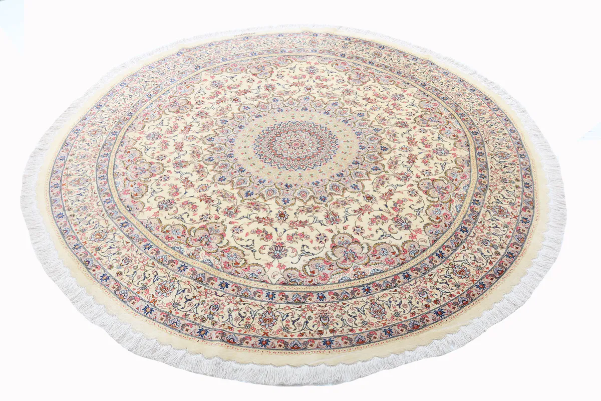 Fine Circular Qum silk signed Persia Qum Ramezani Mogaddam, 198 × 198 cm