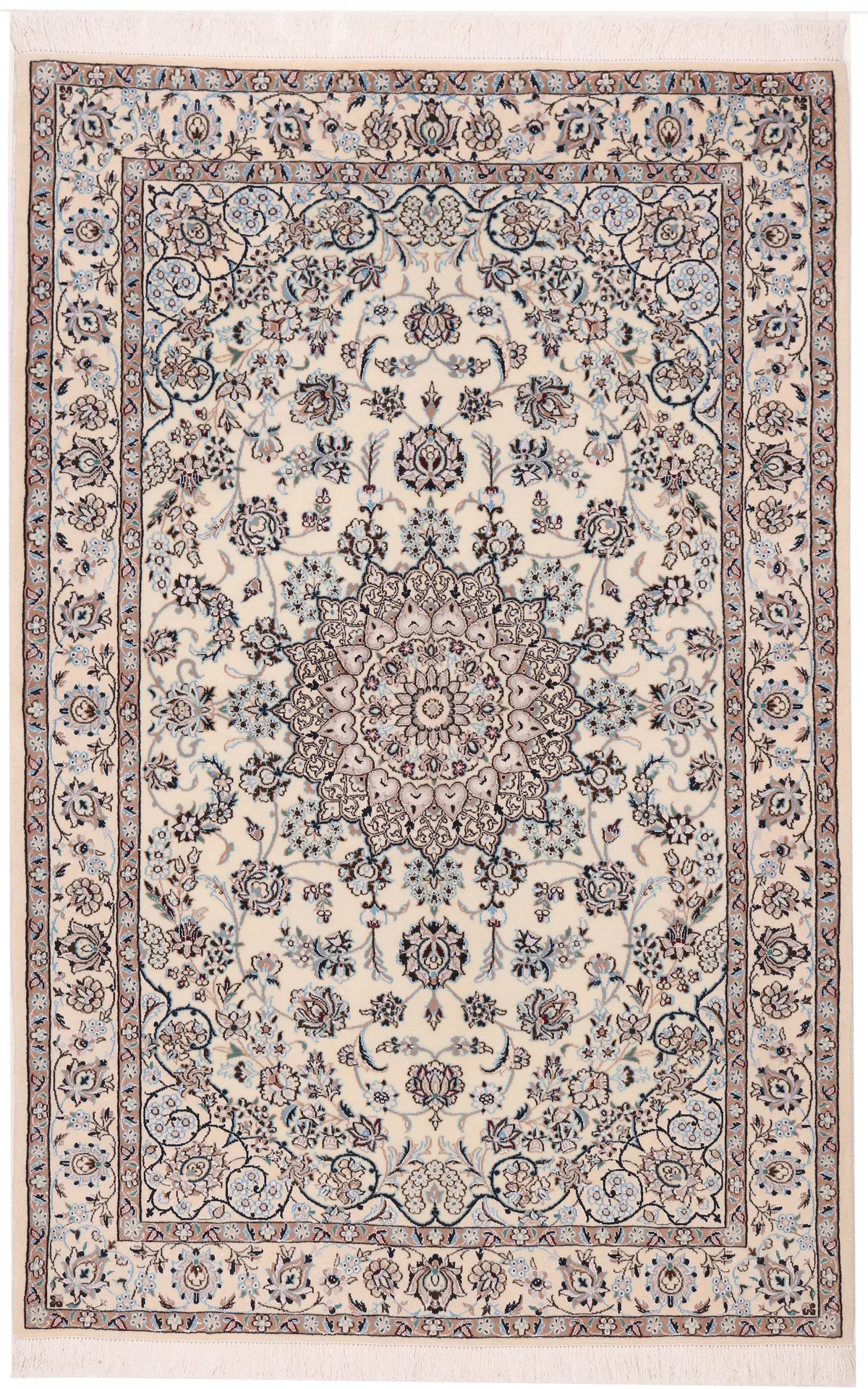 Persian Fine Nain 9 La With Silk Highlights, 204 × 131 cm