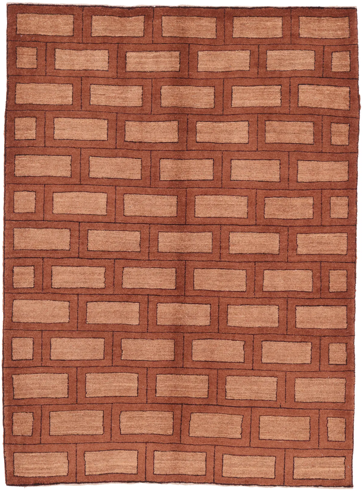 Gabbeh With Brick Design, 194 × 142 cm