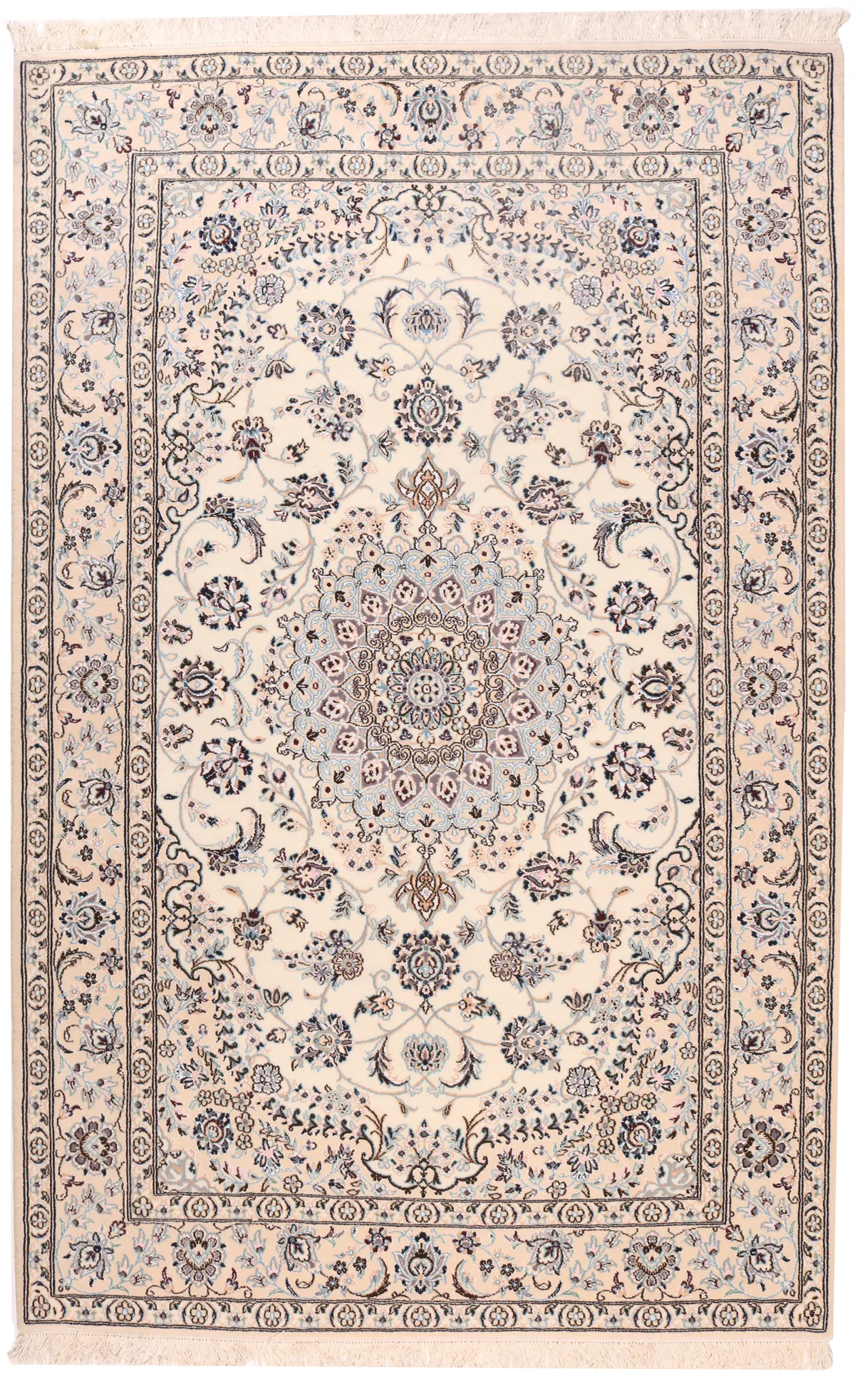 Persian Fine Nain 9La With Silk Highlights, 254 × 163 cm