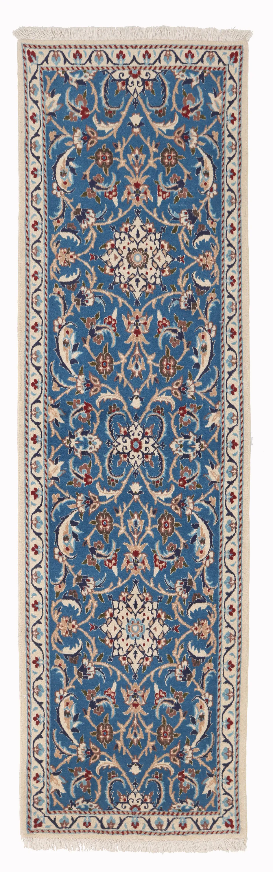 PERSIAN NAIN RUG WITH SILK HIGHLIGHTS, 208 × 58 cm