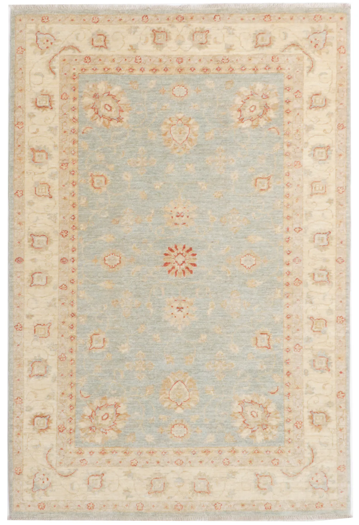 Garous Ziegler Rug in Blue with Beige Border, 179 × 120 cm