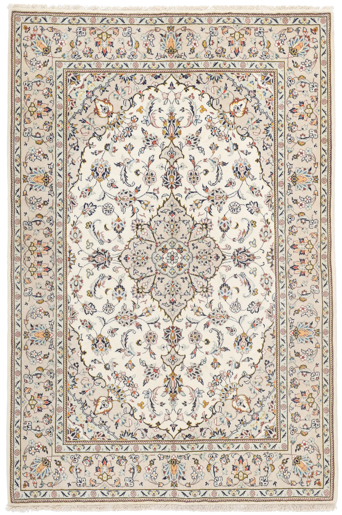 Persian Kashan / Keshan Rug Beige, 215 × 143 cm