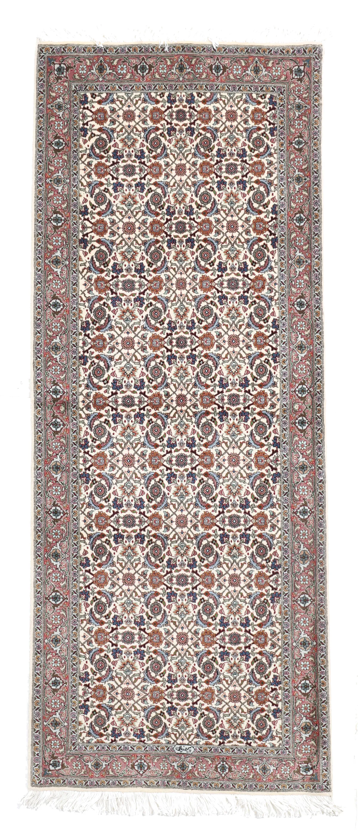 Tabriz Runner with Silk Highlights and Parvizian Signature, 201 × 80 cm
