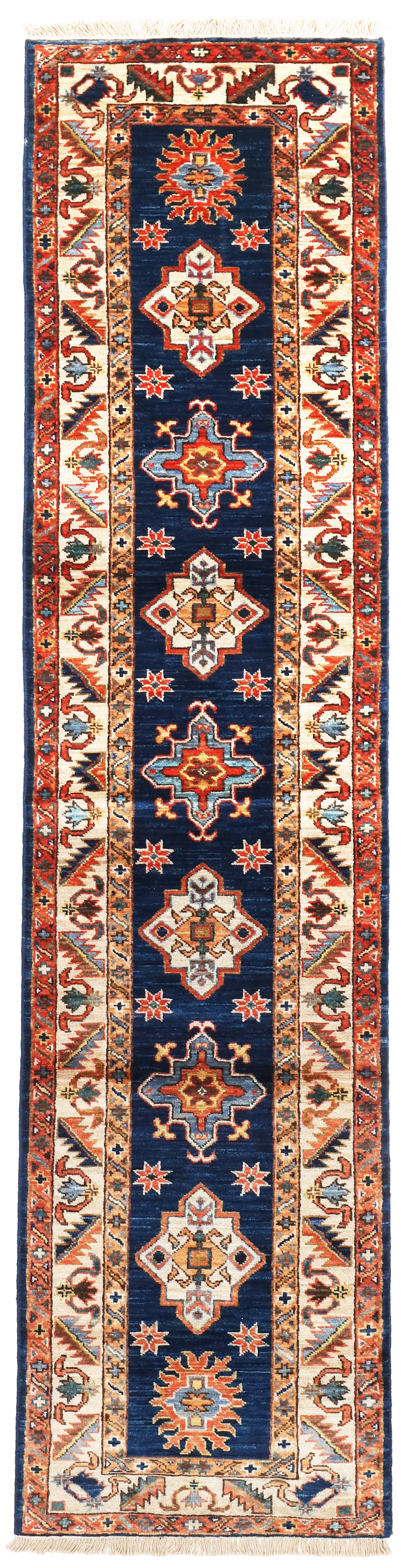 Fine Shirvan Navy Runner – 8 x 1'9, 244 × 59 cm