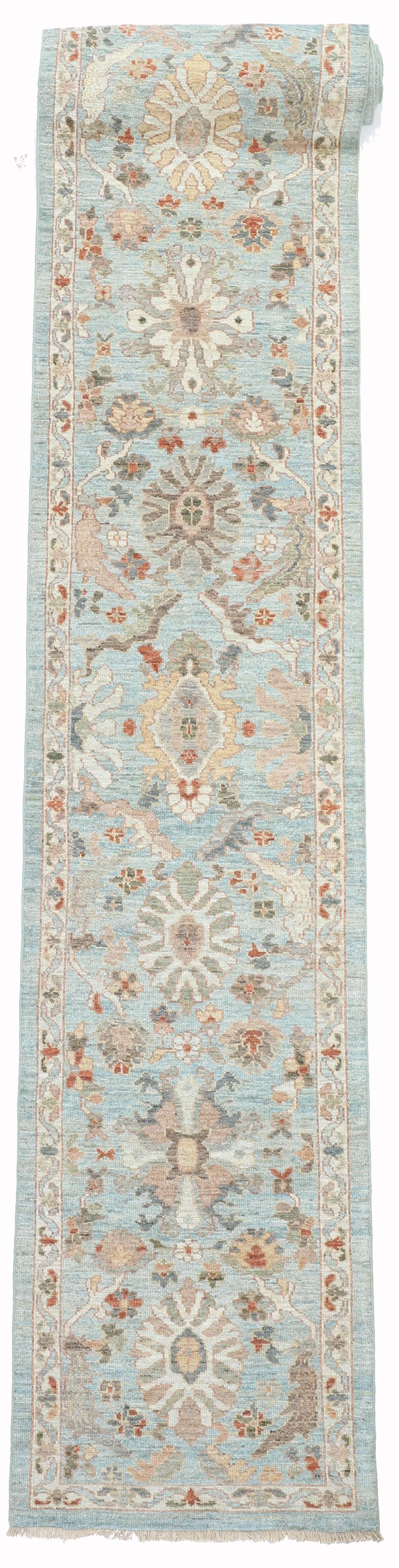 Persian Sultanabad Blue Runner, 602 × 93 cm