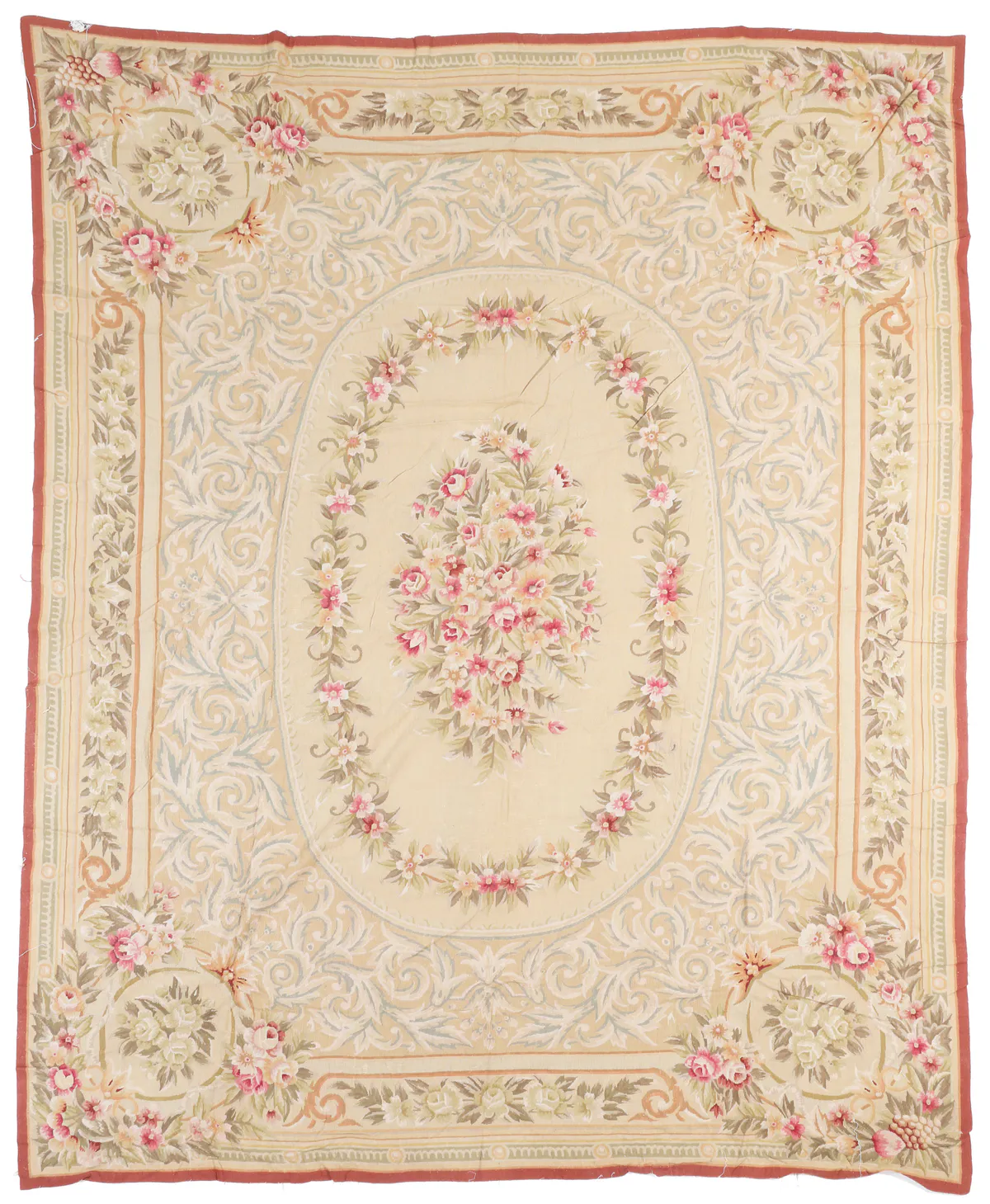Beige and Pink Needlepoint Rug, 292 × 224 cm