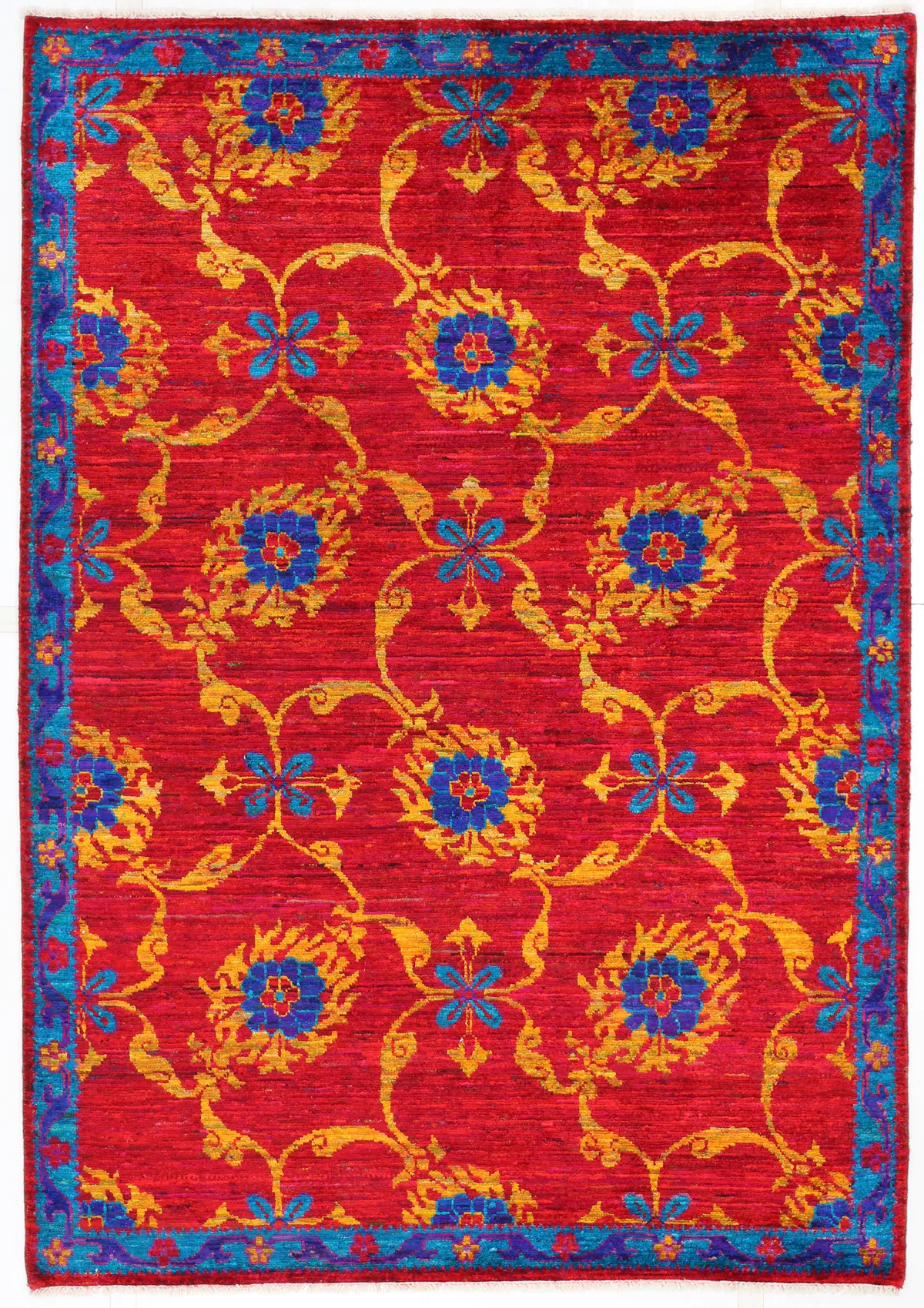 Sari Silk rug in Bright Red, 246 × 170 cm