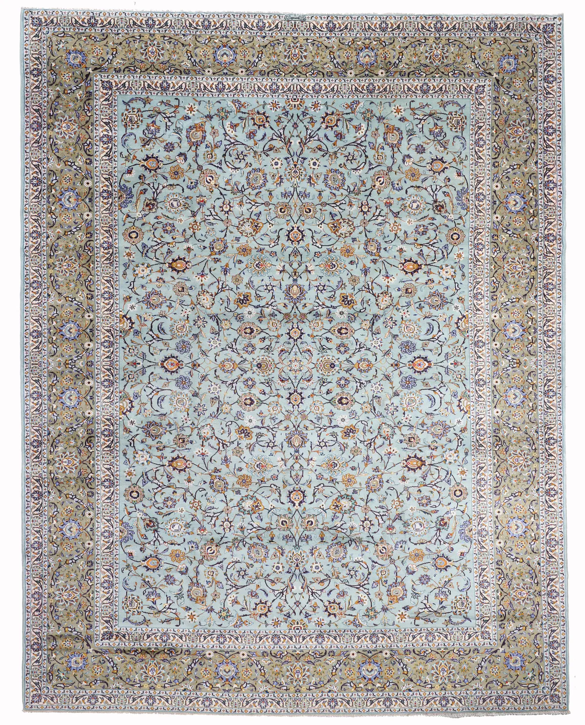 Persian Kashan / Keshan Blue Rug – 13'6 x 10, 415 × 305 cm