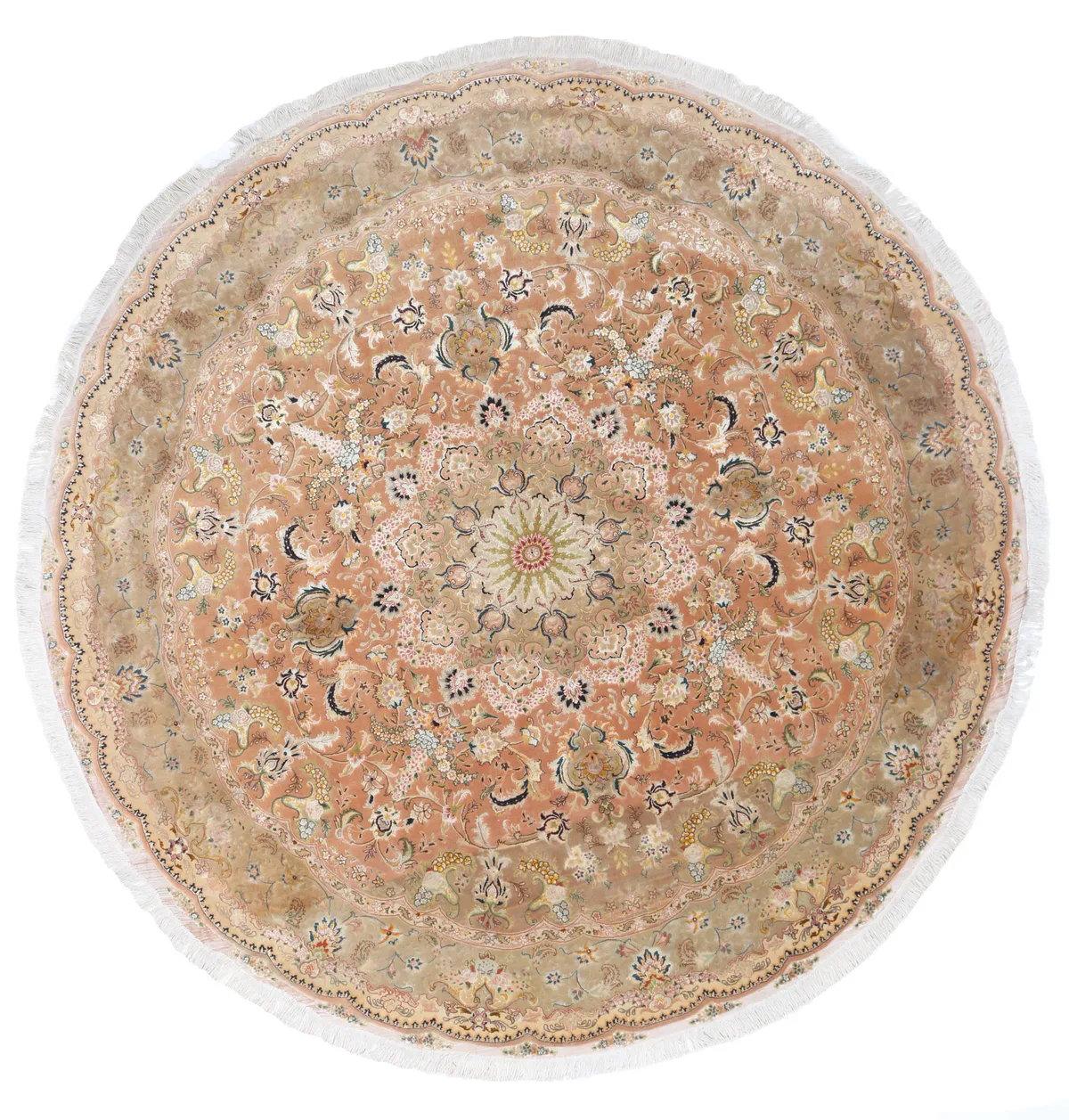 Tabriz circular fine rug with silk highlights, 250 × 250 cm
