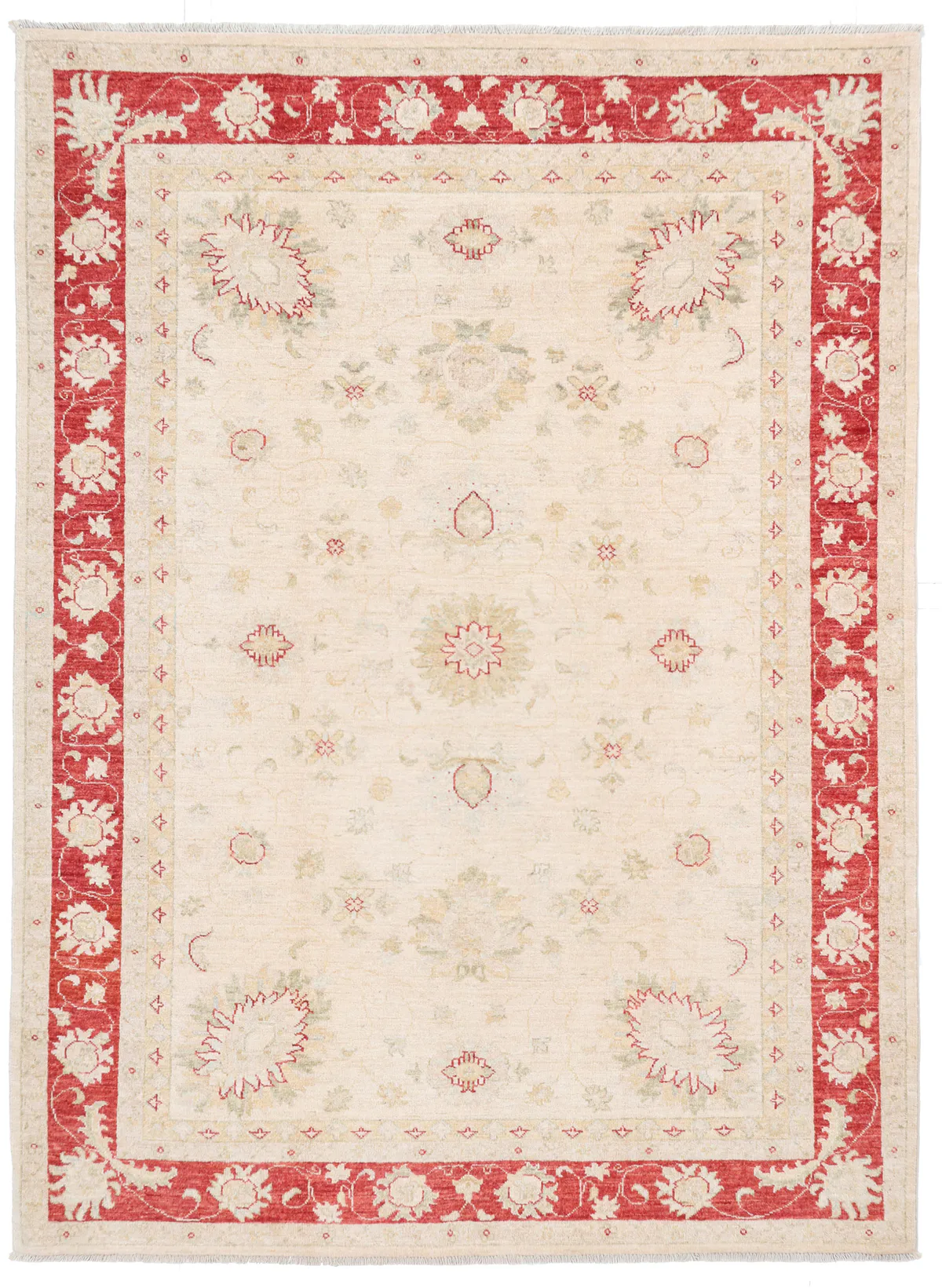 Garous Ziegler Beige Rug in Red Border, 240 × 172 cm
