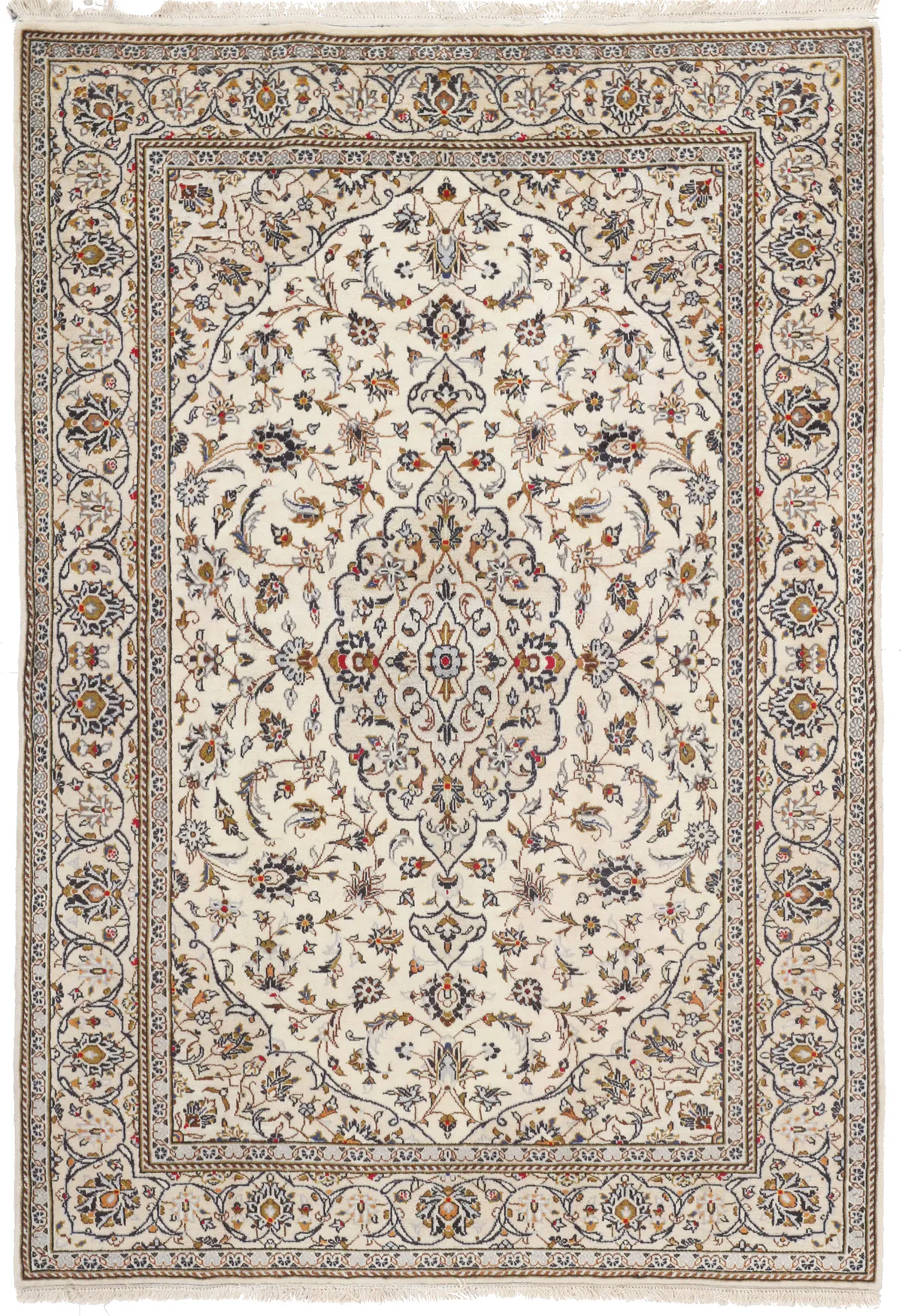 Persian Kashan / Keshan Beige Rug in, 208 × 143 cm