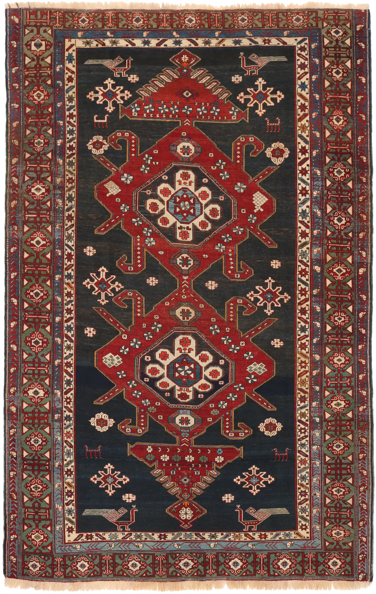 Antique Caucasian Shirvan Rug – circa 1900, 244 × 152 cm