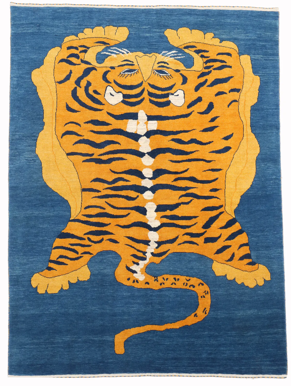 Persian Tiger Gabbeh Rug – Blue, 202 × 150 cm