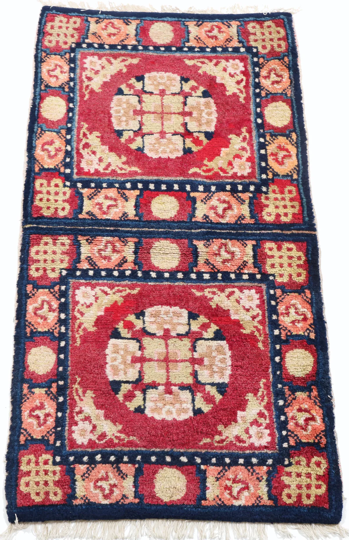 Chinese Paotou/ Baotou Rug with Navy Border, 109 × 58 cm