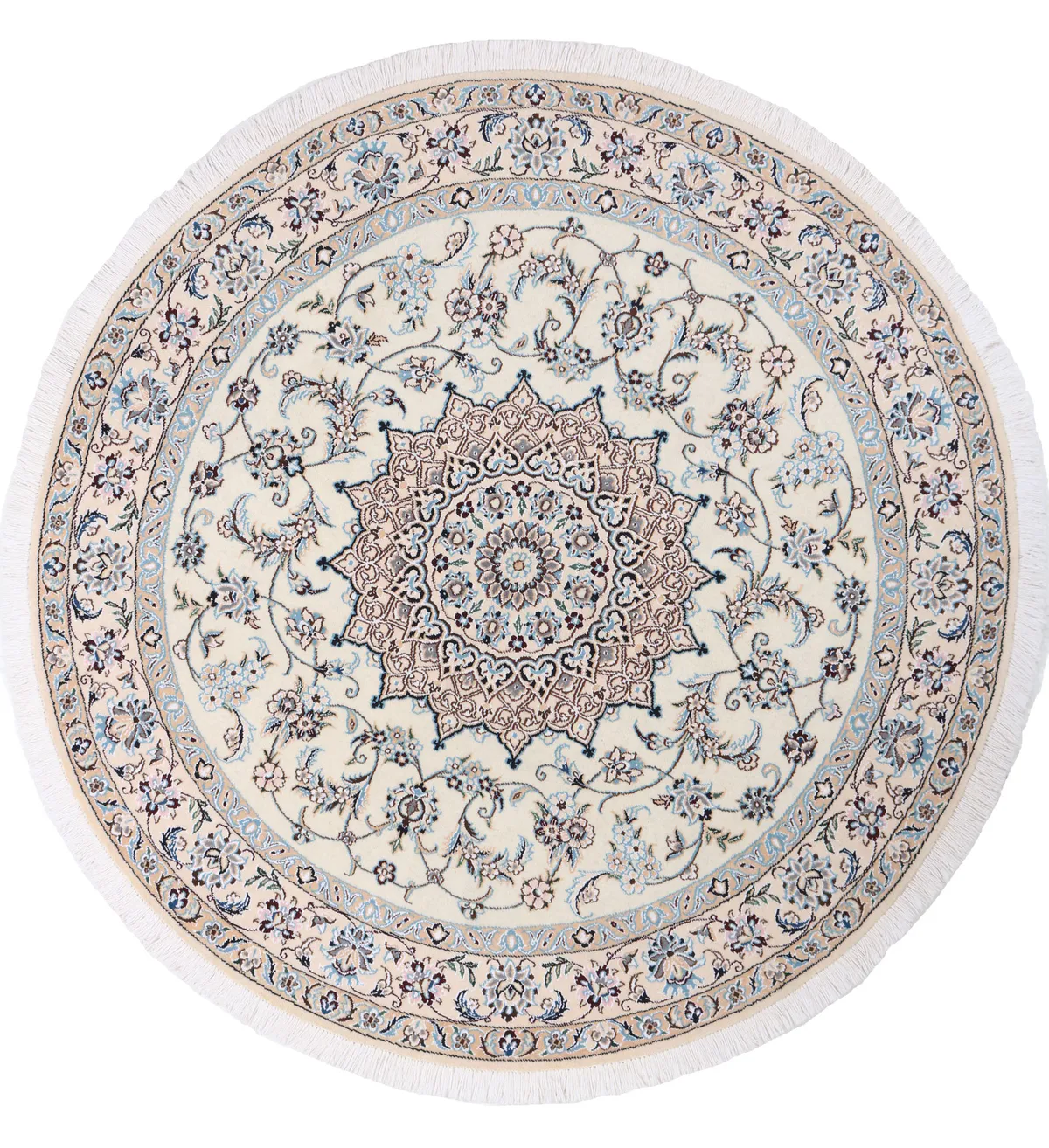 Nain 9 La circular rugs with silk highlights, 159 × 159 cm