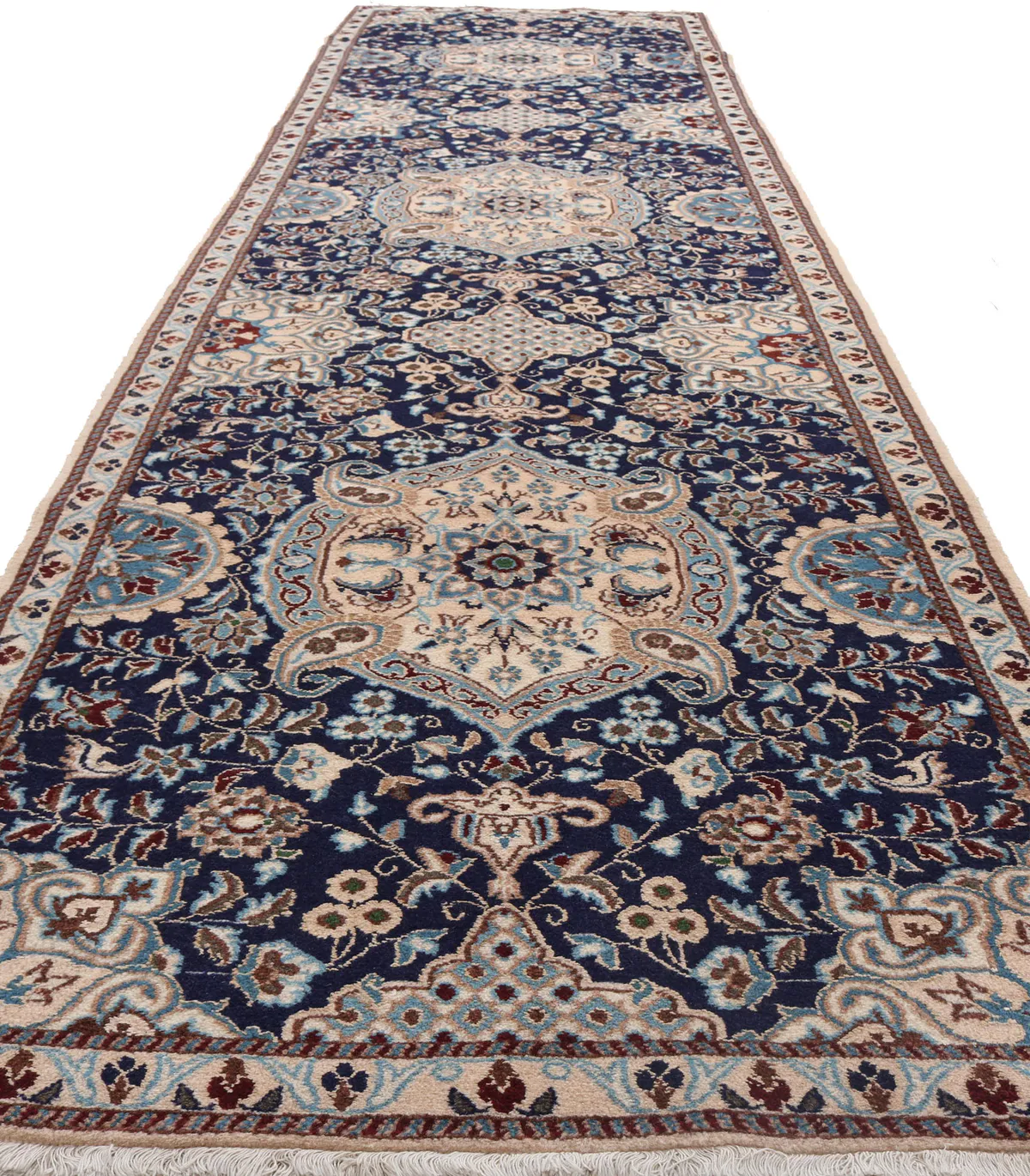 PERSIAN NAIN RUG WITH SILK HIGHLIGHTS, 380 × 88 cm