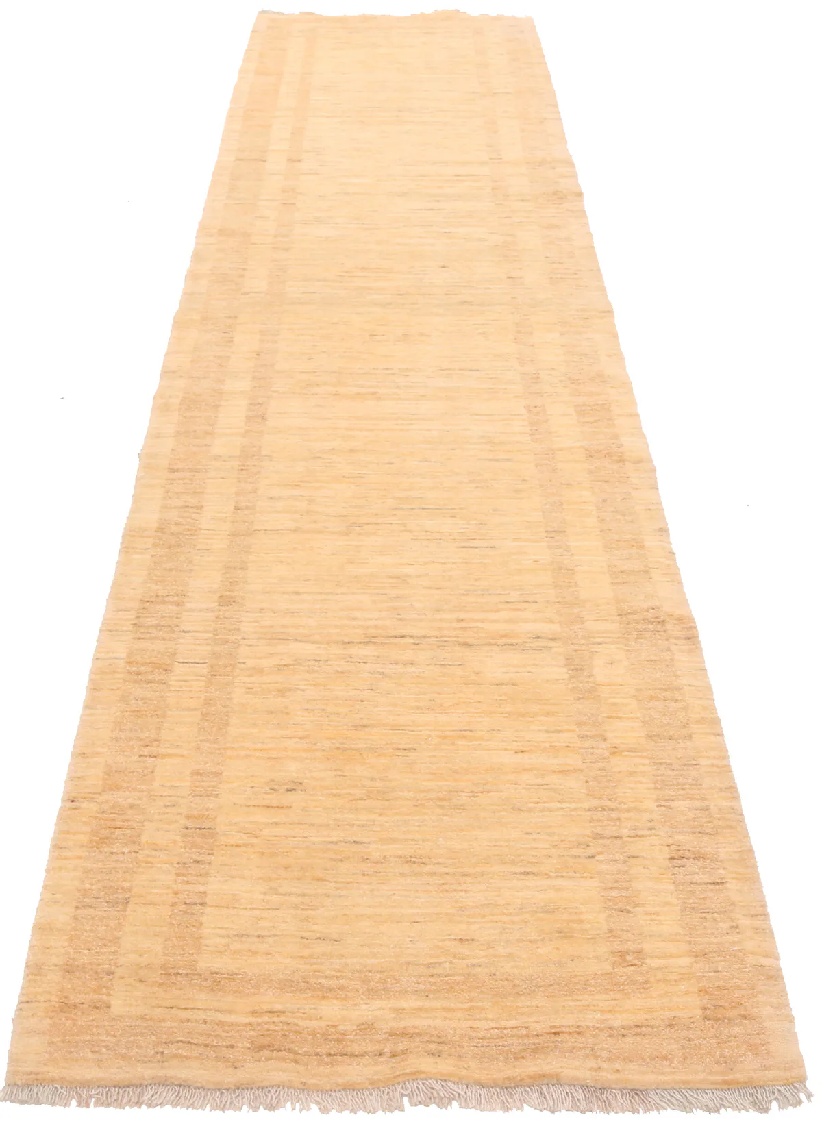 Persian Gabbeh Runner Rug – Beige, 373 × 86 cm