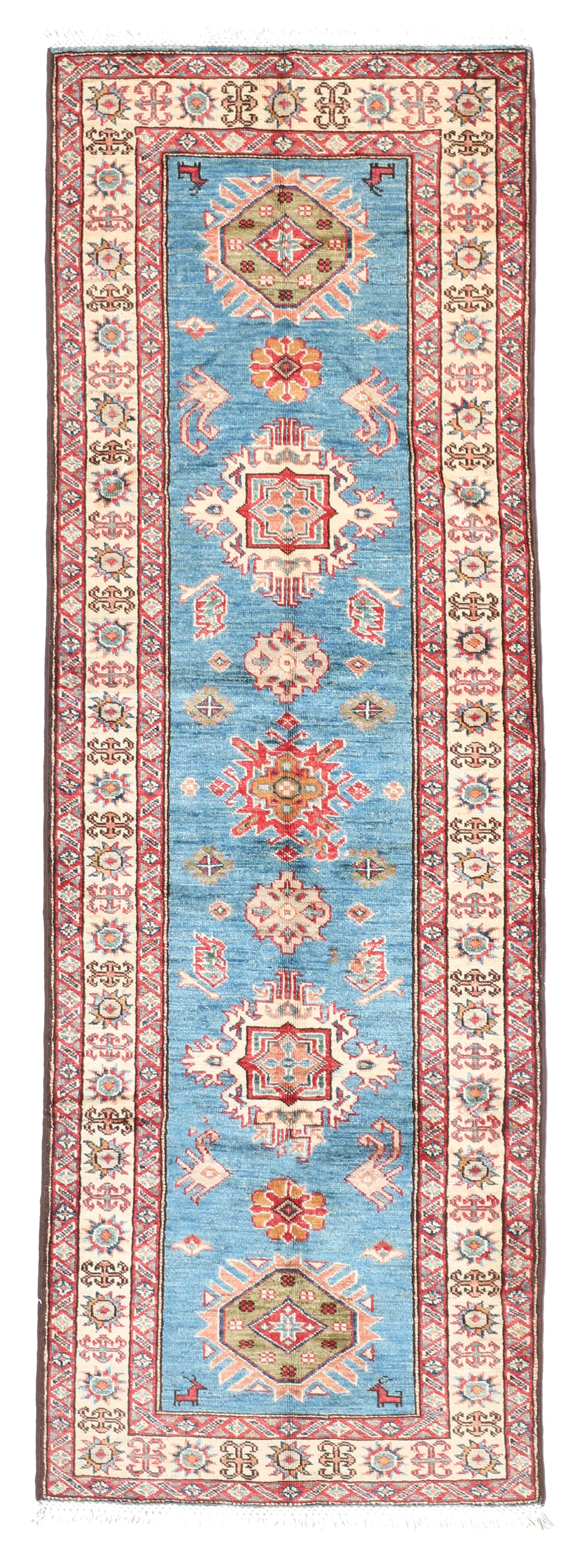 Blue Super Kazak Runner, 221 × 73 cm