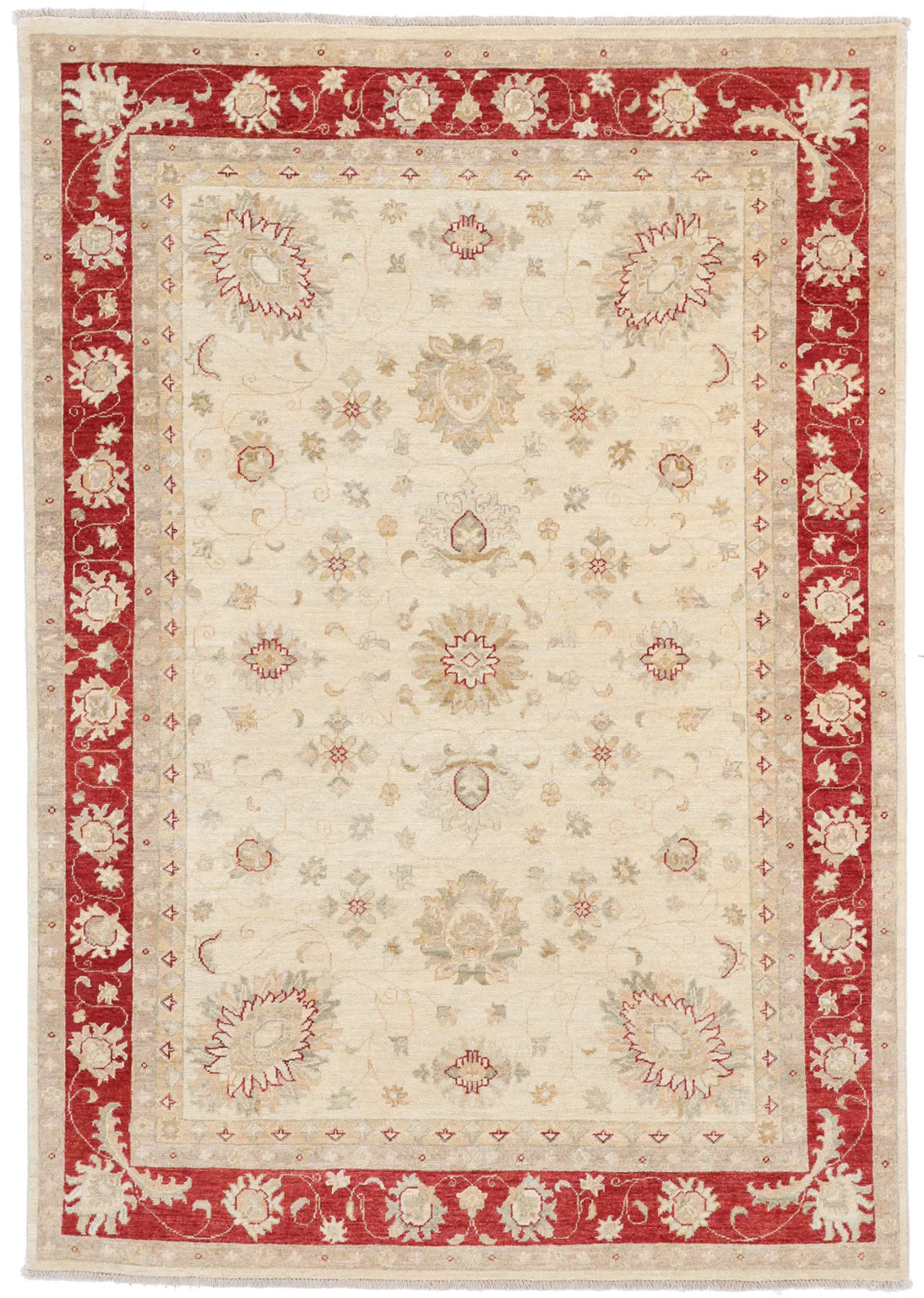 Garous Ziegler Beige Rug in Red Border – 7'8 X 5'5, 239 × 168 cm