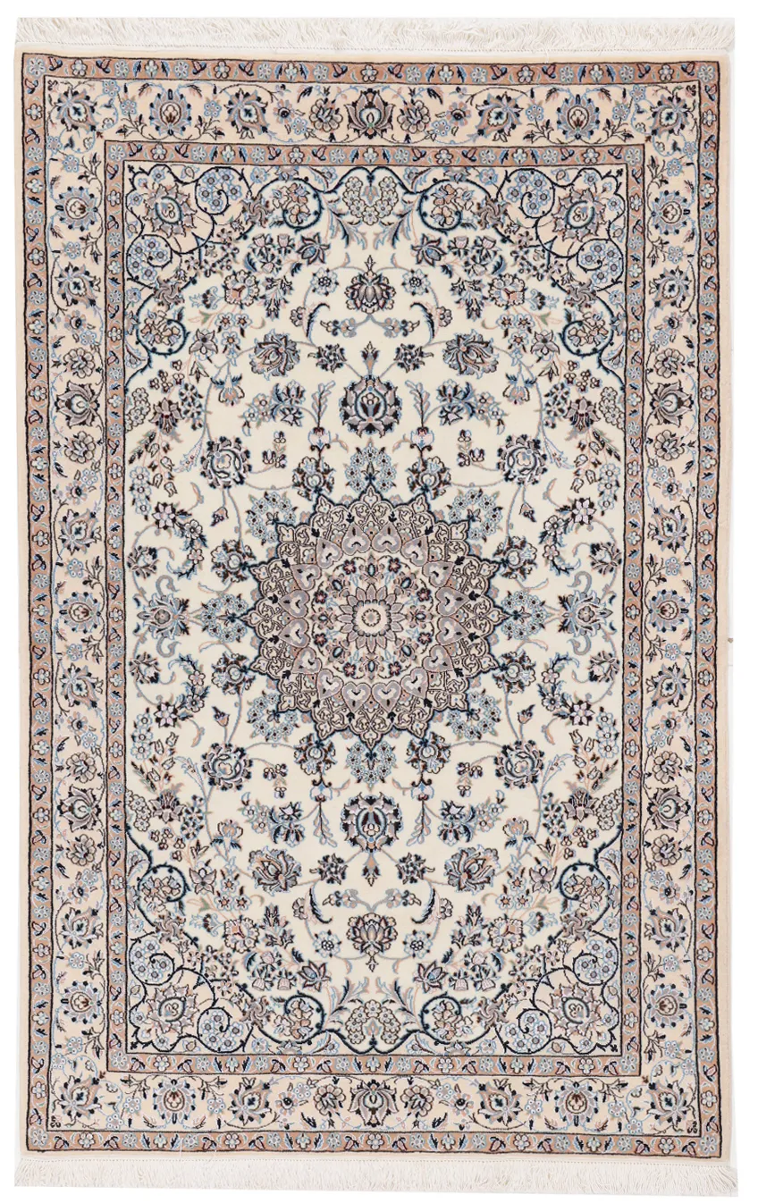 Persian Nain Rug with Silk Highlights, 205 × 129 cm