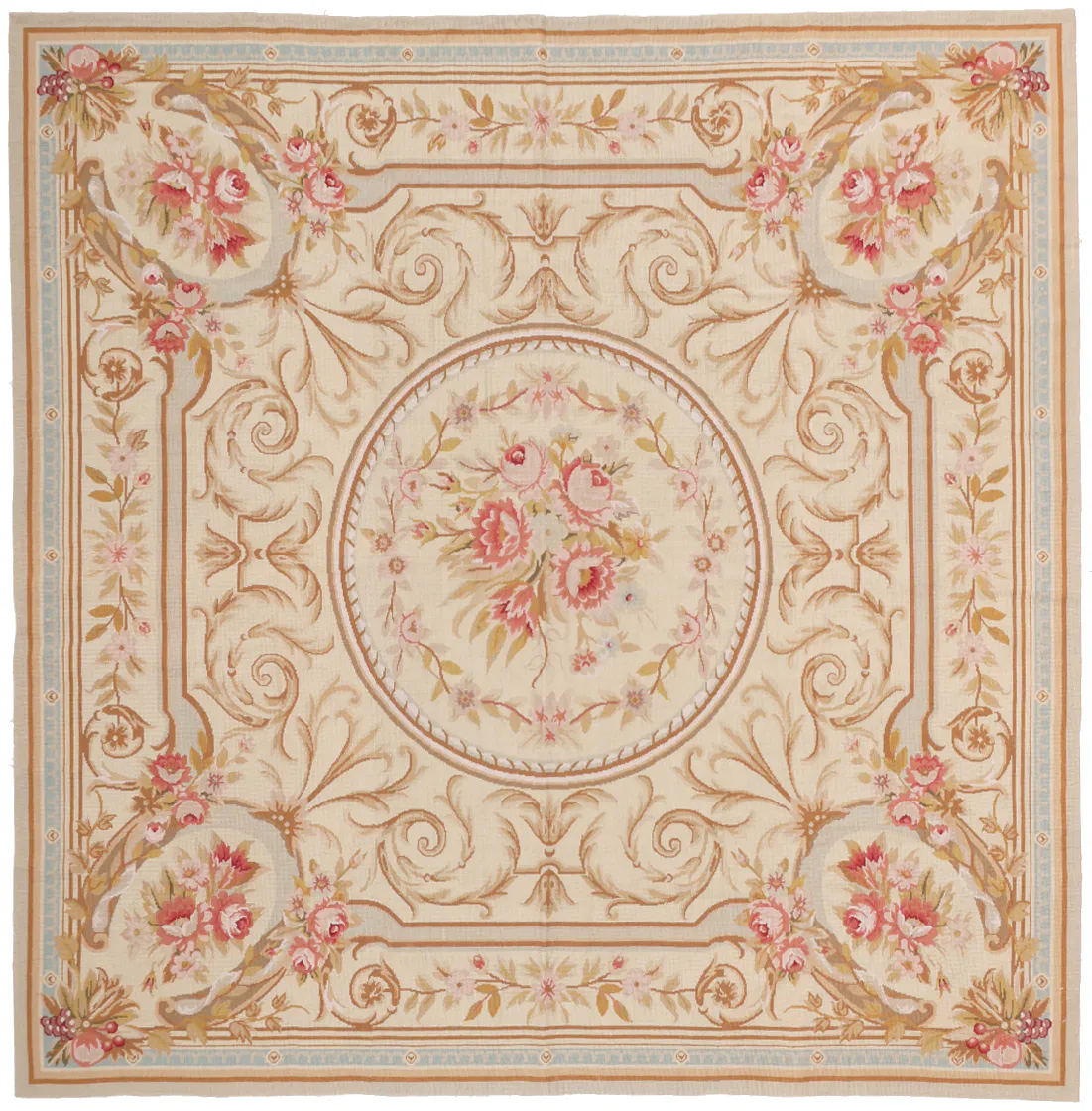 Aubusson rug floral design Square, 210 × 210 cm