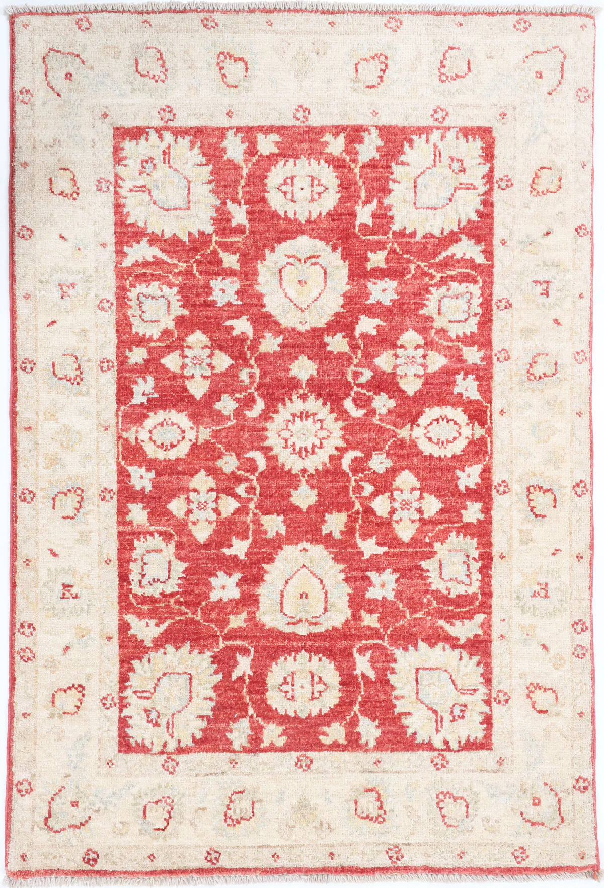 Garous Ziegler Design Rug – Red & Beige in, 115 × 80 cm