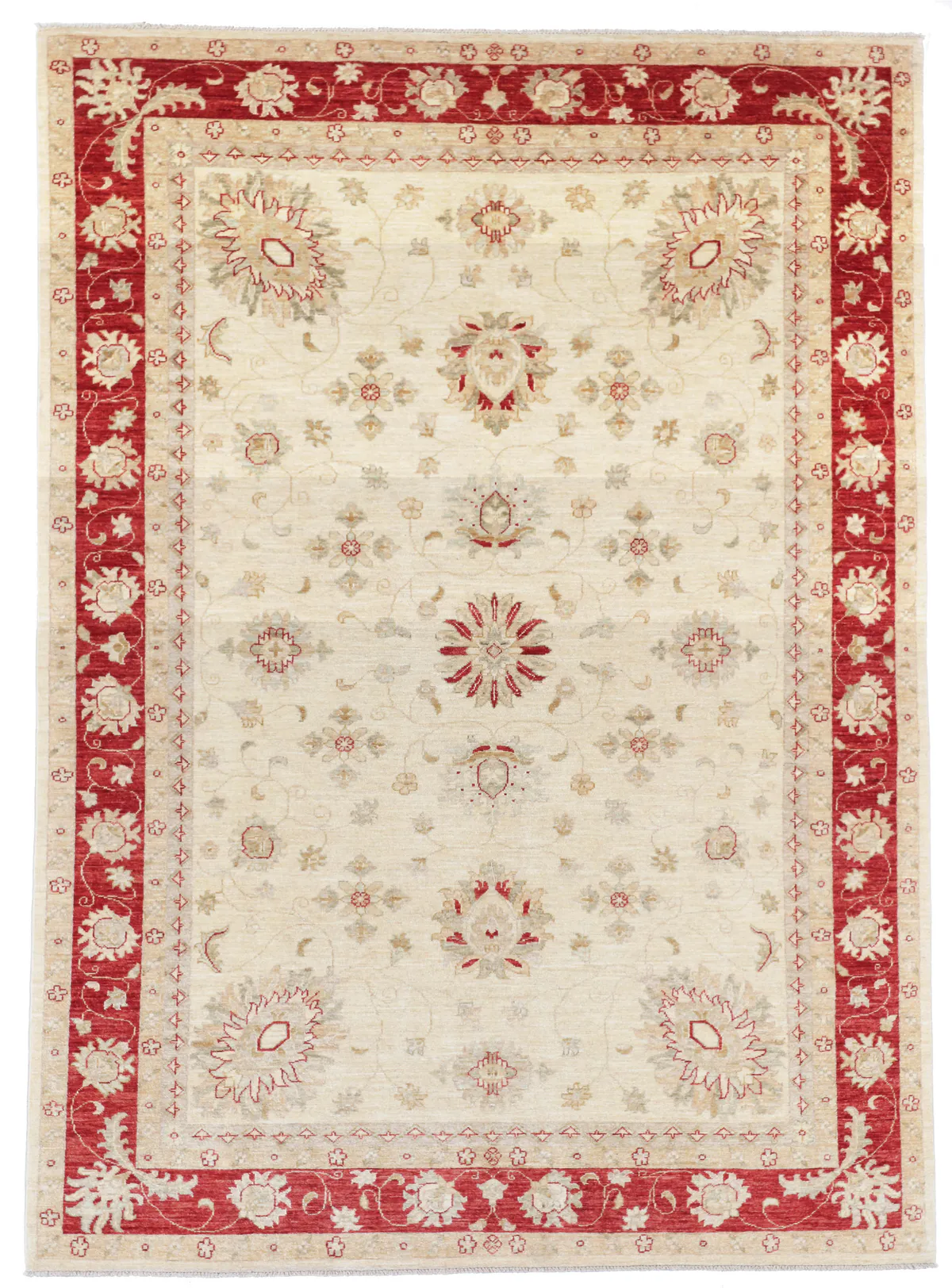 Garous Ziegler Beige Rug in Red Border, 310 × 196 cm