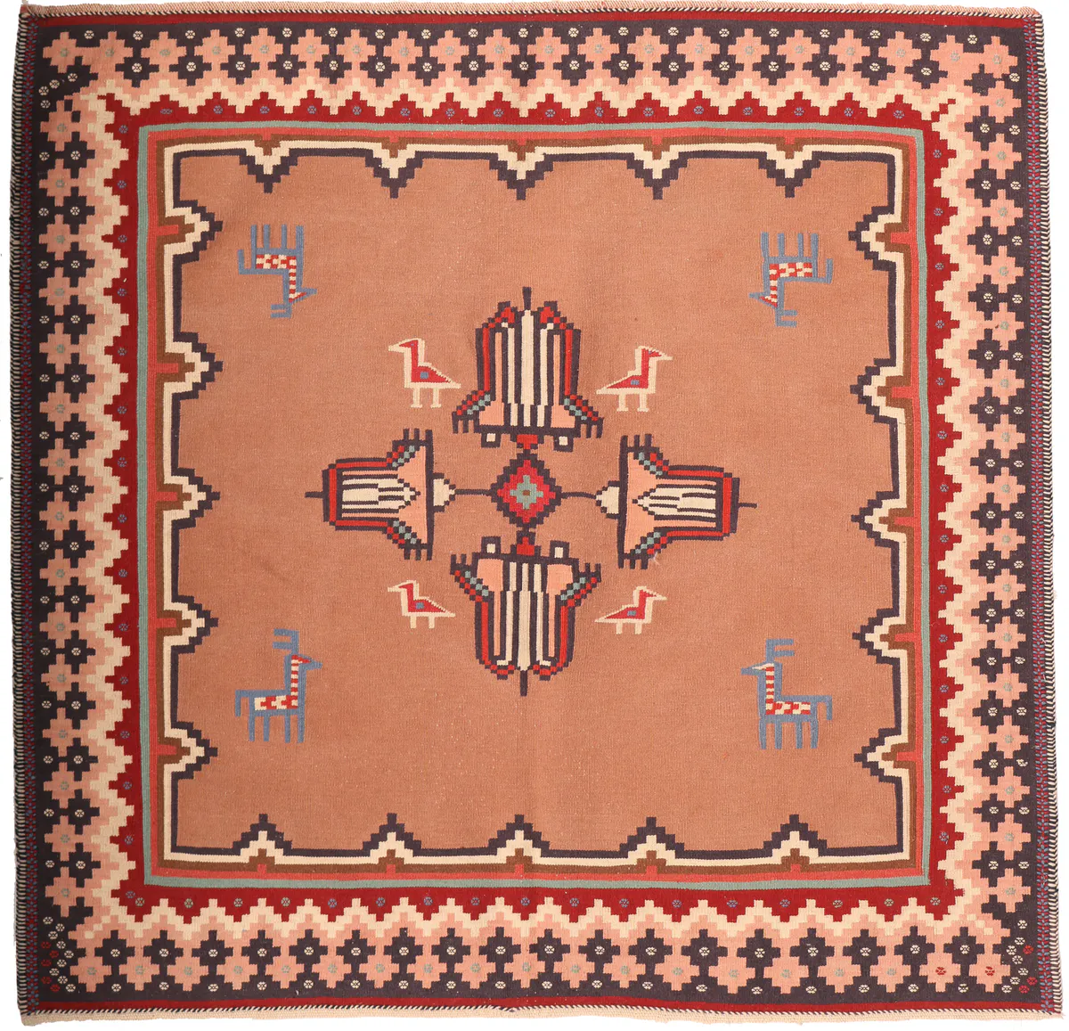 Sofreh Sirjan Kilim, 125 × 118 cm