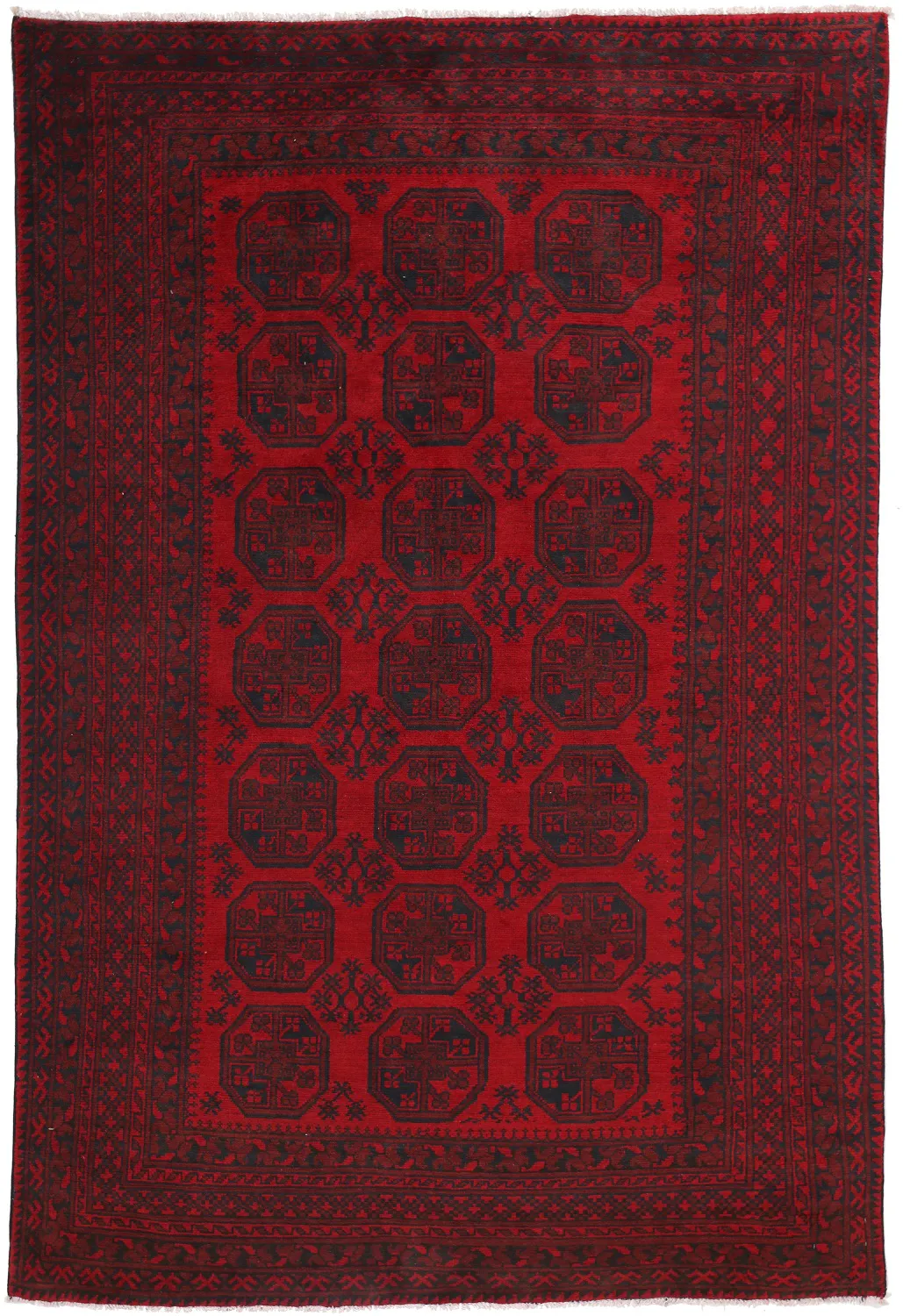 Afghan Akhche Aqcha Aqche Red Rug, 285 × 188 cm