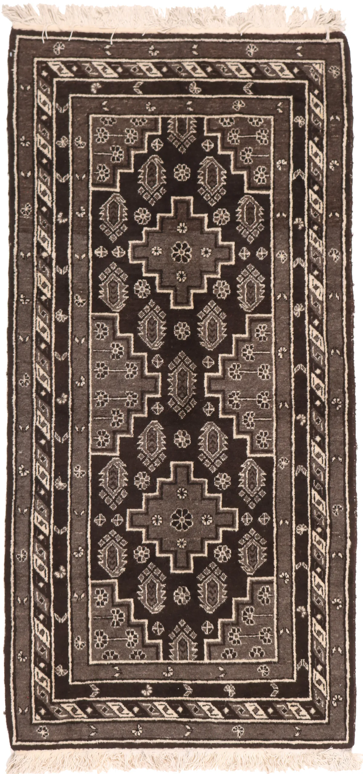 Chinese Paotou/ Baotou Rug with Brown & Grey, 185 × 89 cm