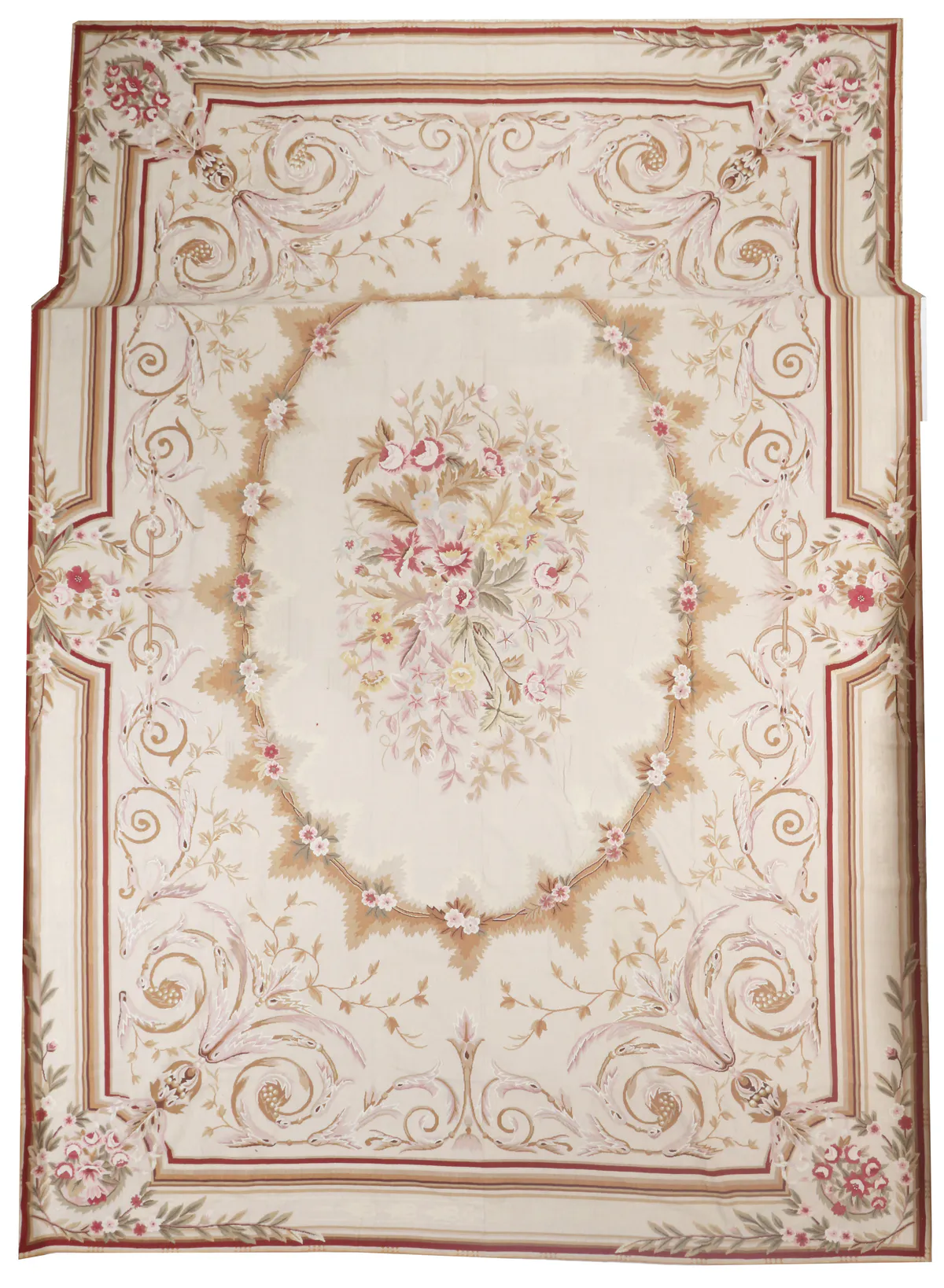 Needlepoint Pink and Beige Rug, 553 × 372 cm