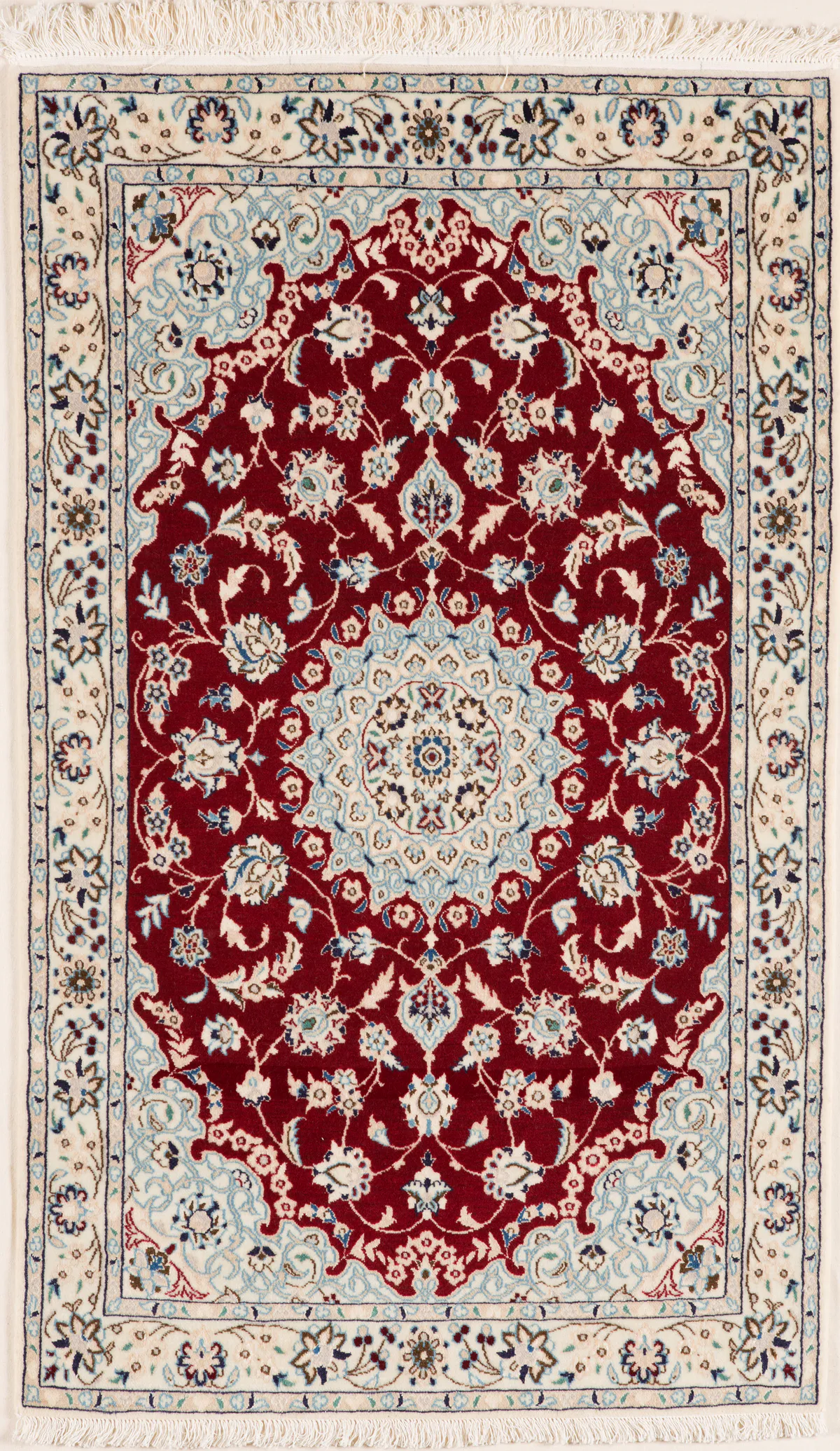 Persian Nain with silk highlight, 116 × 71 cm