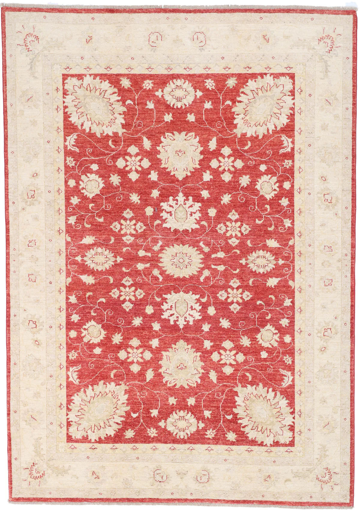 Garous Ziegler Red Rug in Beige Border – 7'7 X 5'6, 234 × 171 cm