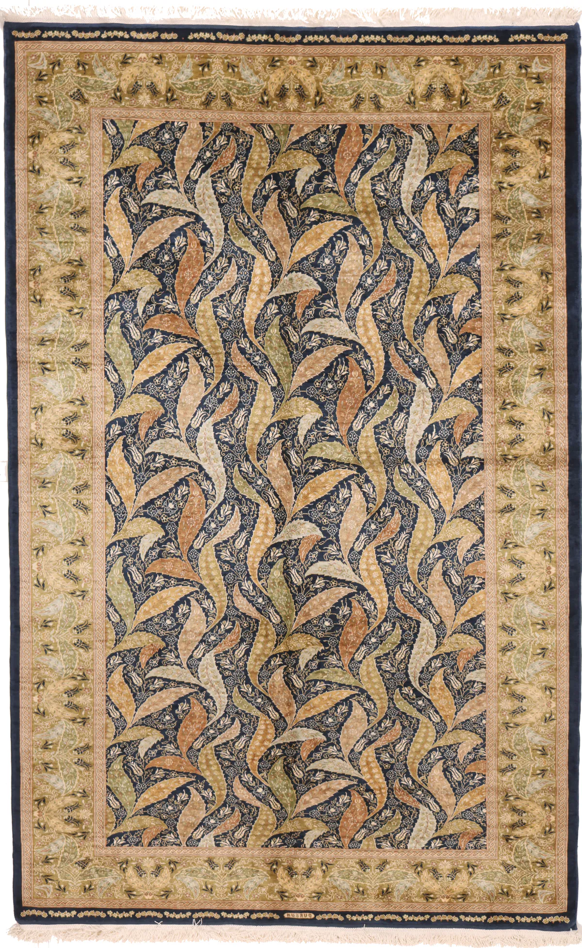 Tabriz Pure silk leaf designs, 225 × 140 cm