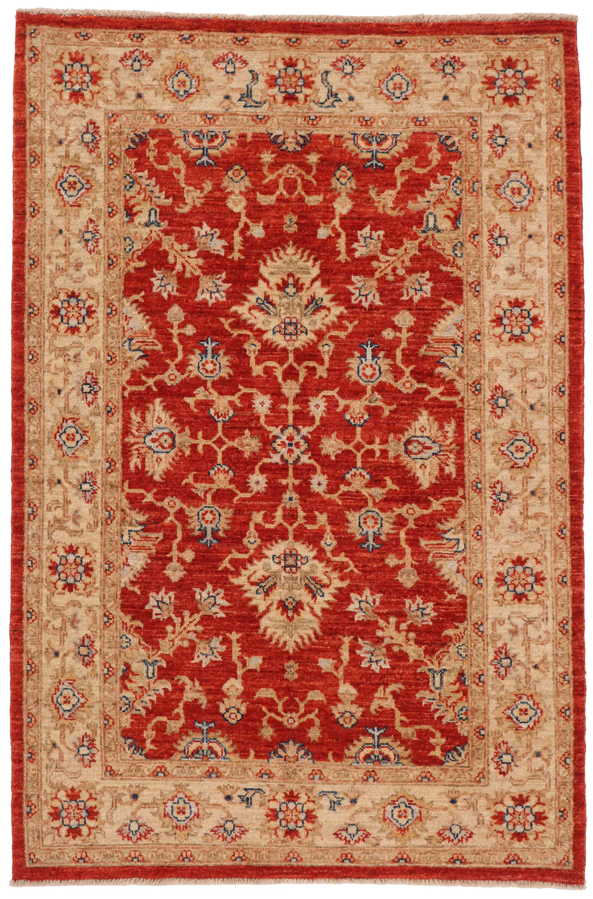 Garous / Ziegler design Rug – Red & Blue Motifs, 157 × 105 cm