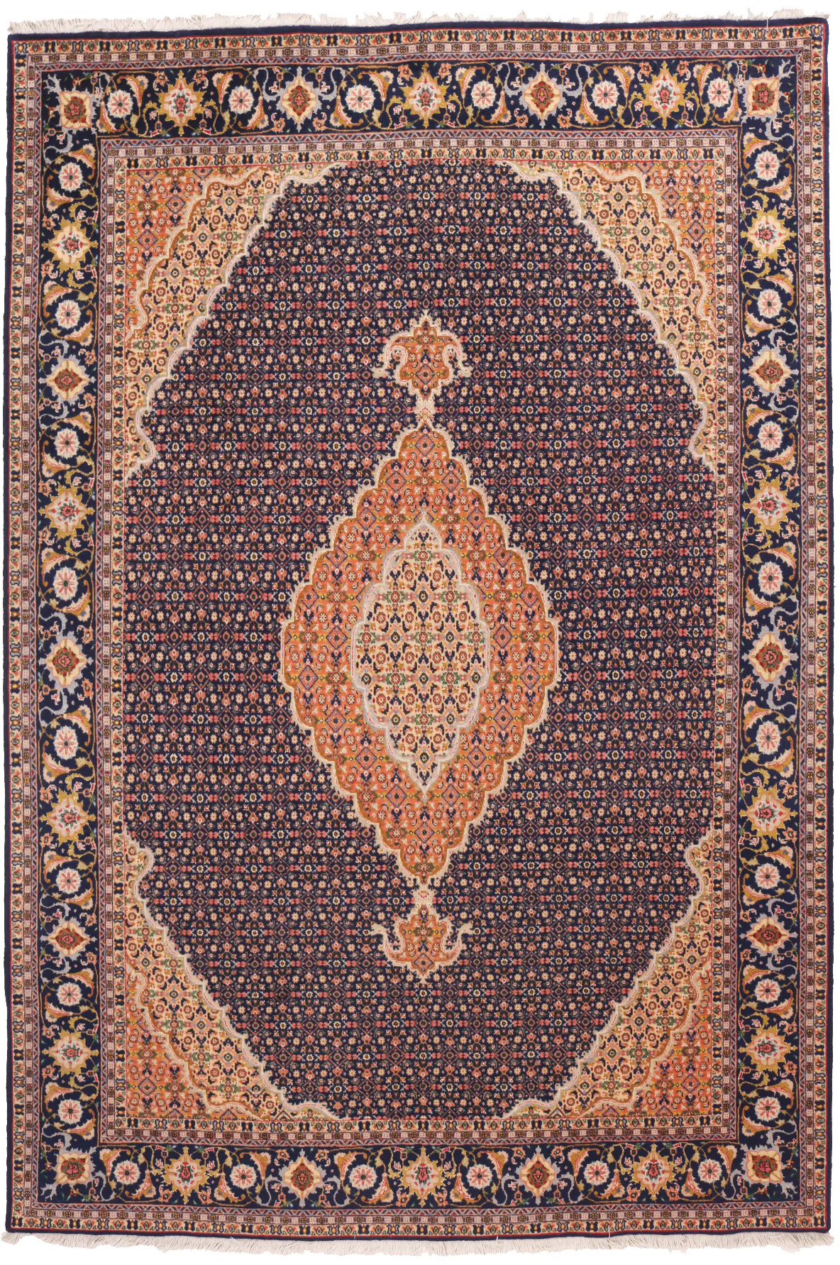 Tabriz Mahi Design Navy, 285 × 193 cm
