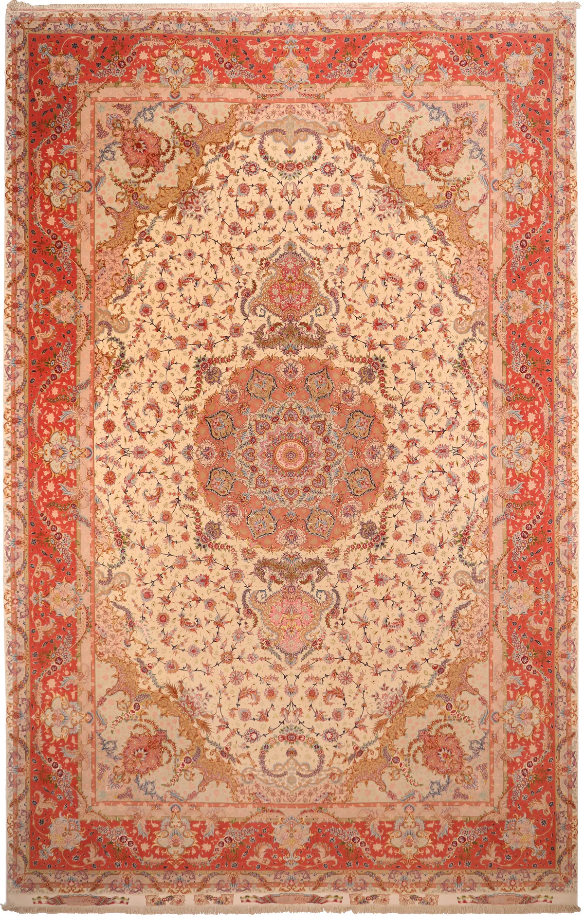 Persian Tabriz 60Raj Rug with silk Highlights, 624 × 400 cm