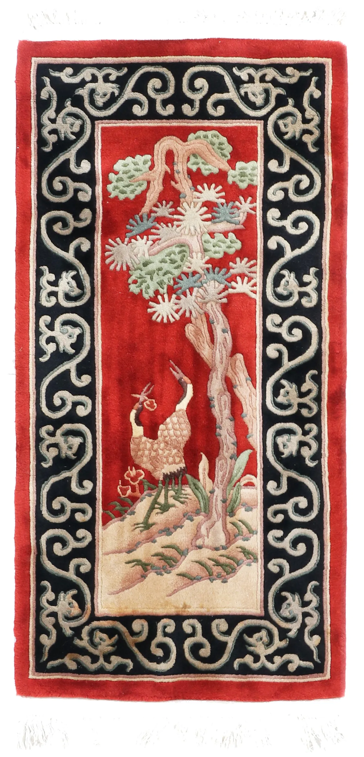 Chinese Paotou/ Baotou Rug in Red, 137 × 67 cm
