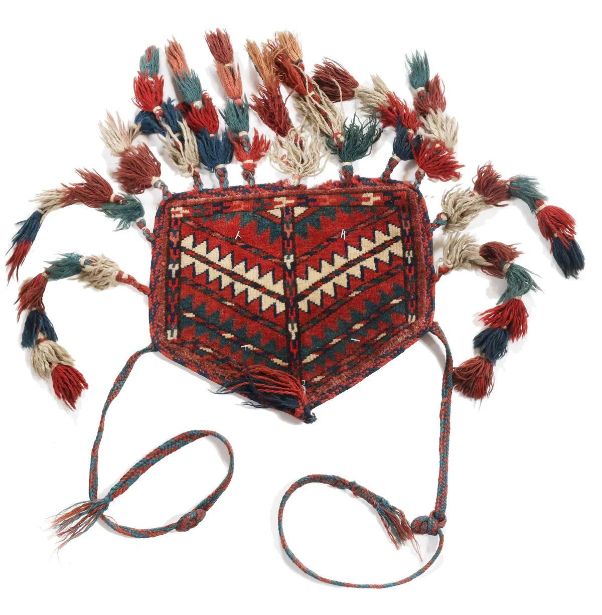 Antique Turkaman Diab Dizluk camel knee cover decoration circa 1900, 22 × 27 cm