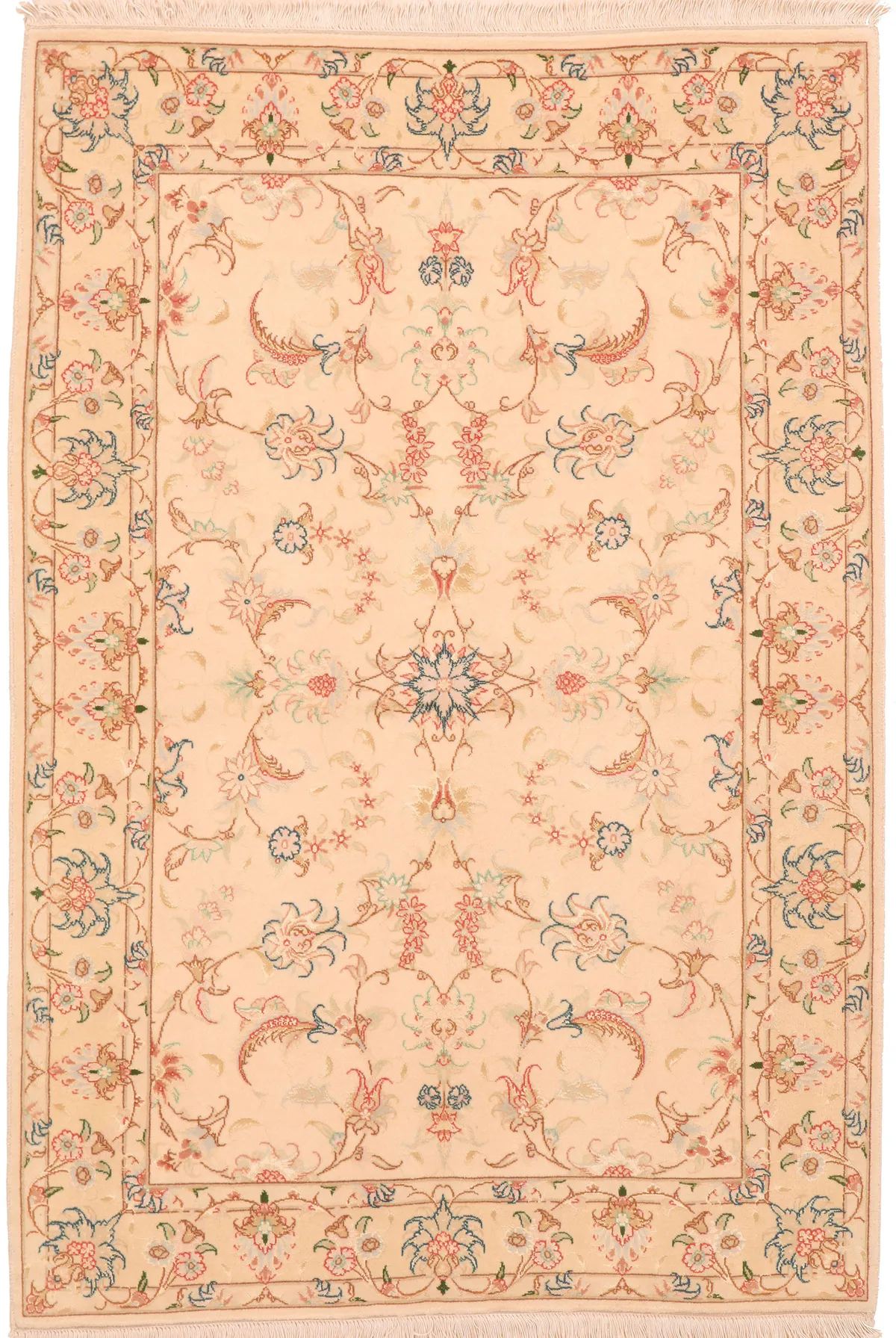 Fine Tabriz with silk highlights – Beige, 148 × 100 cm